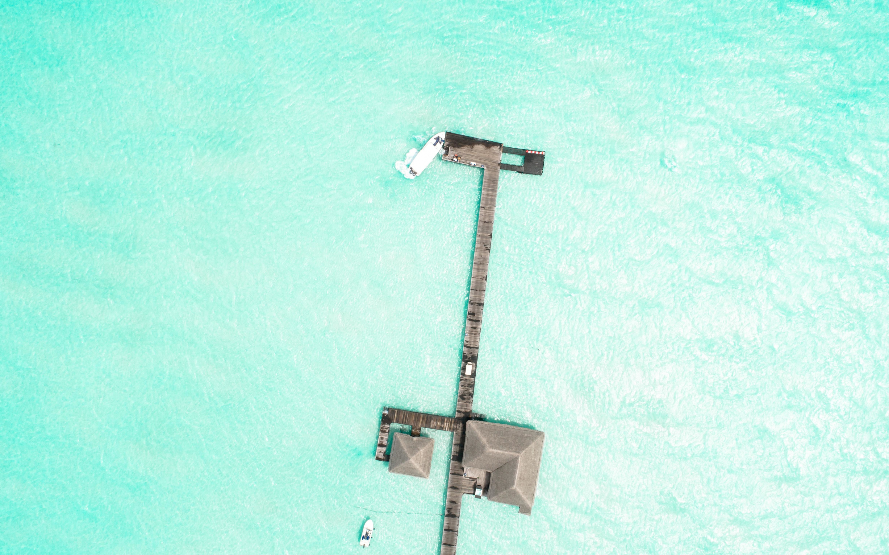 Aerial view, cottage, sea, holiday, 2880x1800 wallpaper