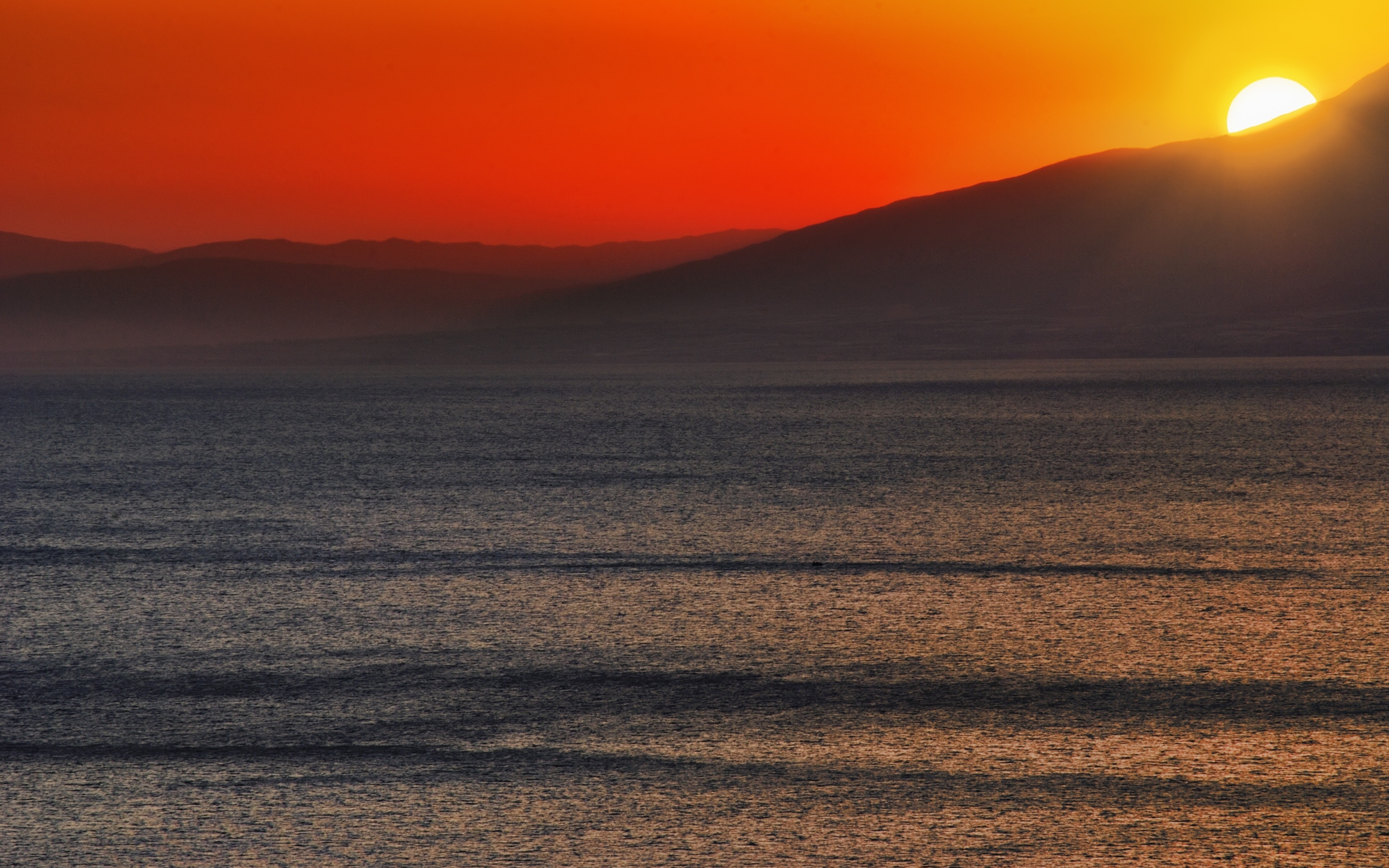 Calm, sea, sunset, nature, skyline, 2880x1800 wallpaper