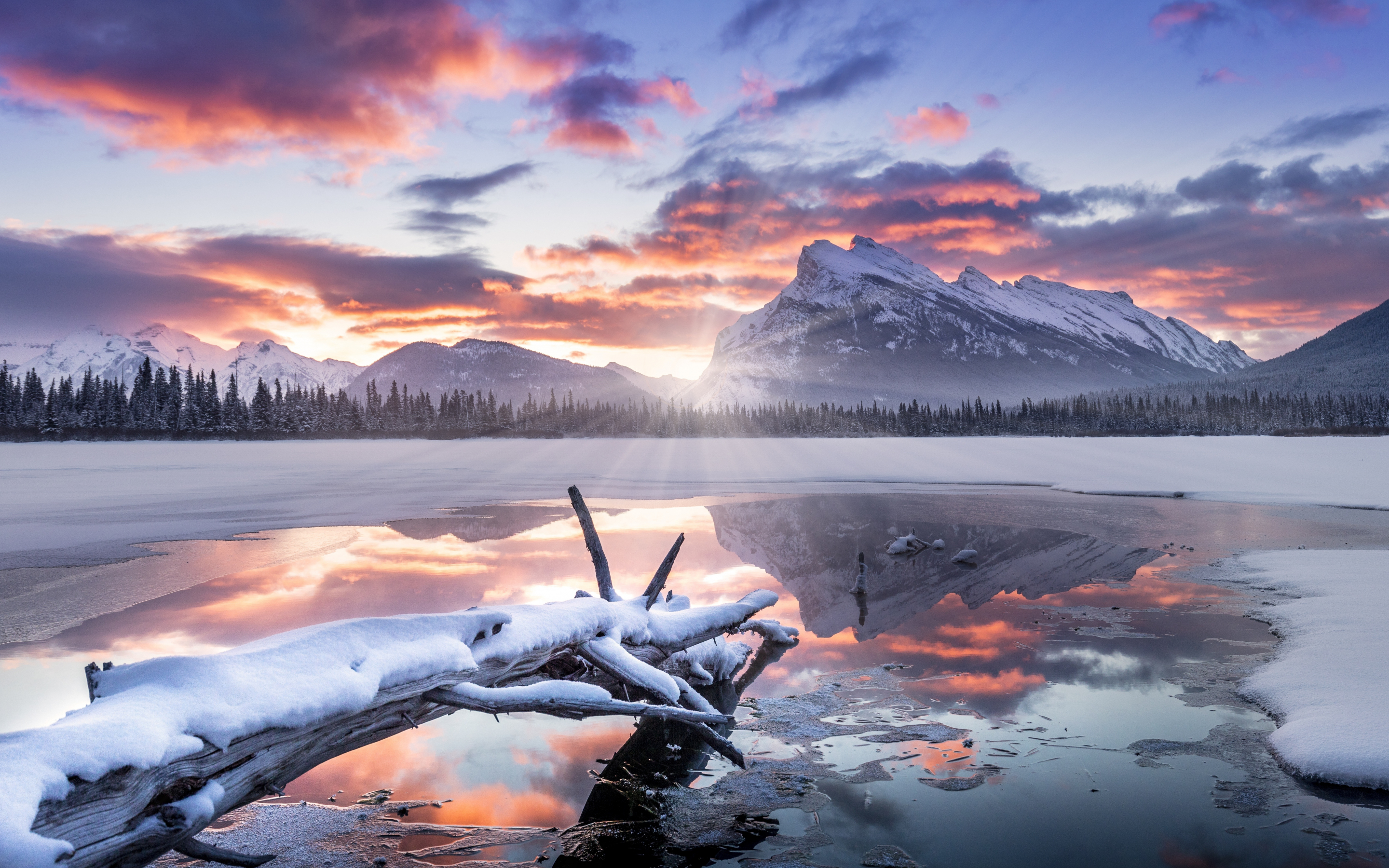 Lake, nature, Banff National Park, 2880x1800 wallpaper
