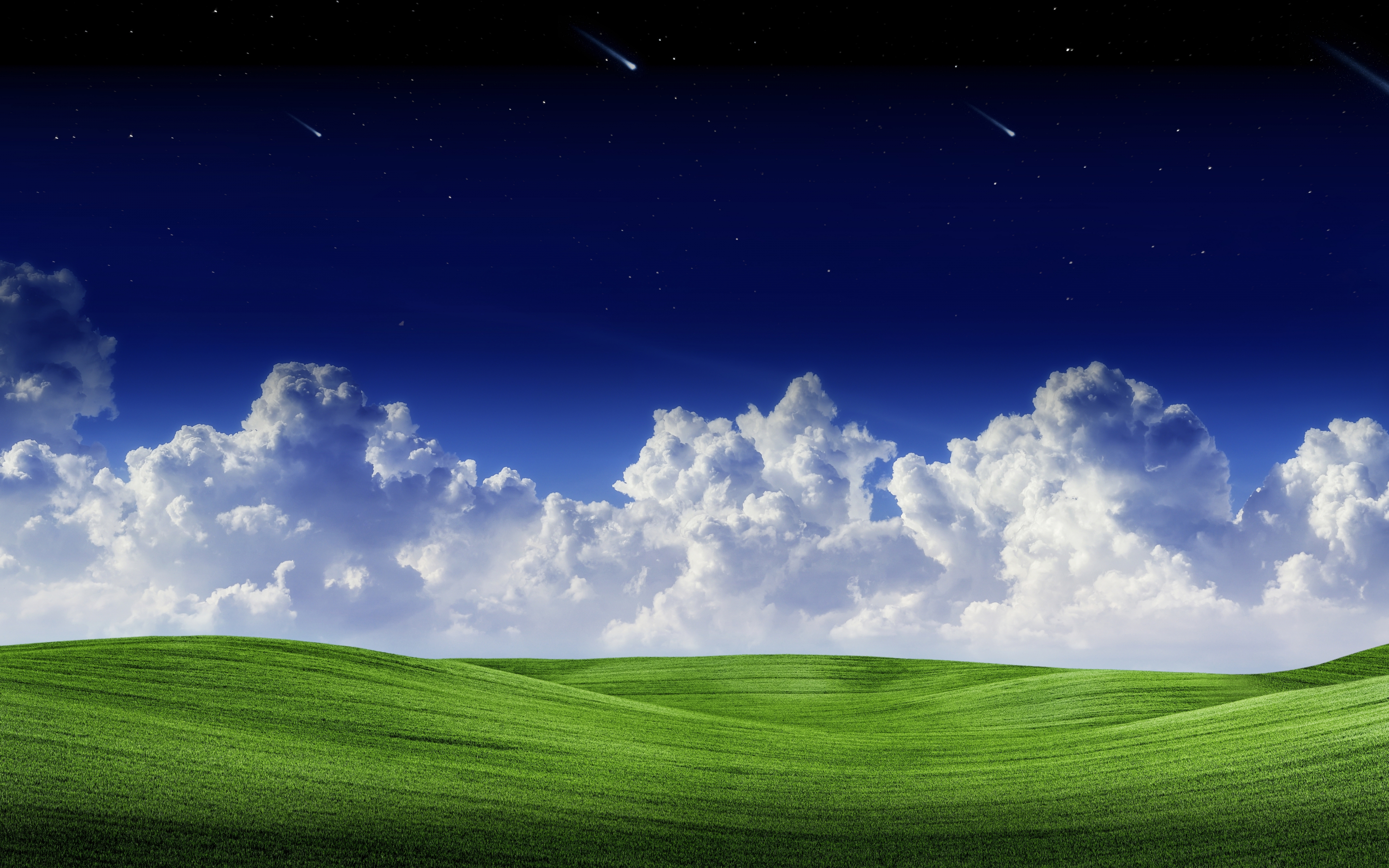 Landscape, Sunny day, clouds, green grass, landscape, white clouds, 2880x1800 wallpaper