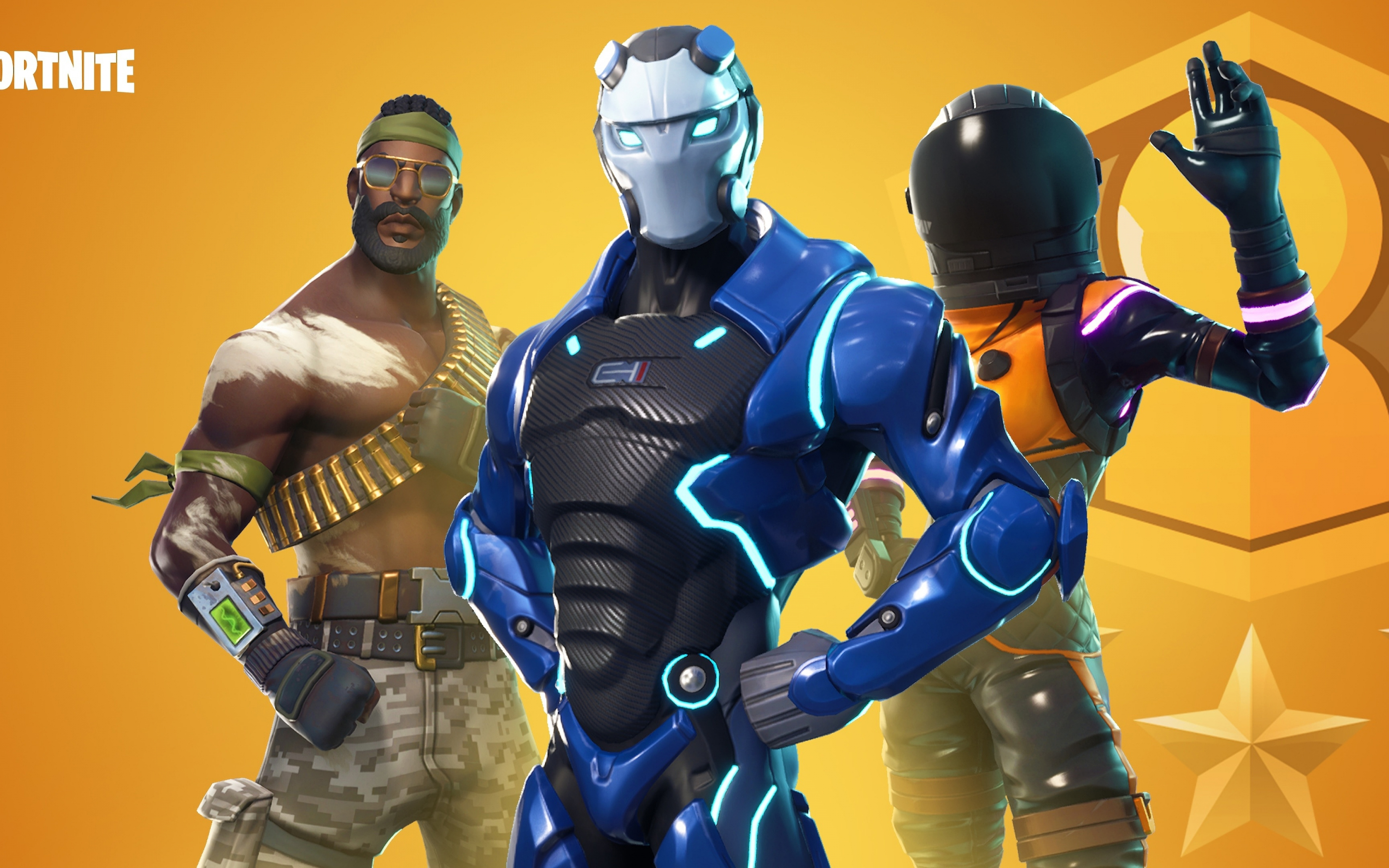 Fortnite, famous, online video game, skin characters, 2880x1800 wallpaper