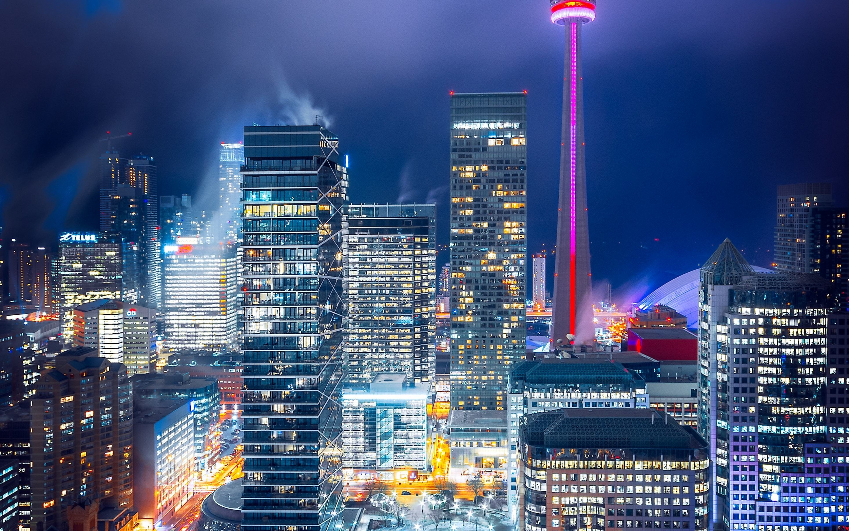 Toronto, cityscape, high skyscrapers, lights, 2880x1800 wallpaper