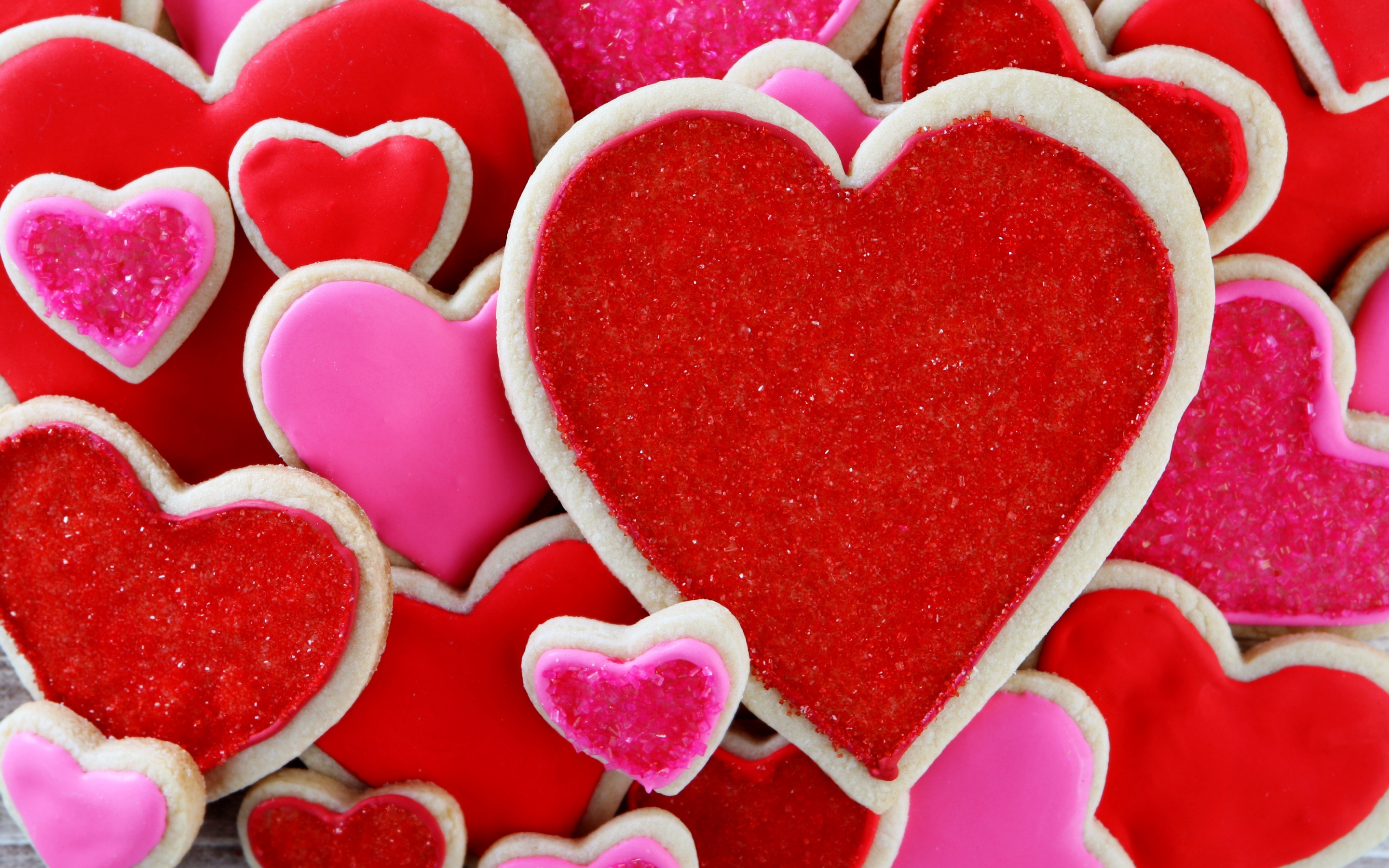 Love, hearts, cookies, dessert, pink red, 2880x1800 wallpaper