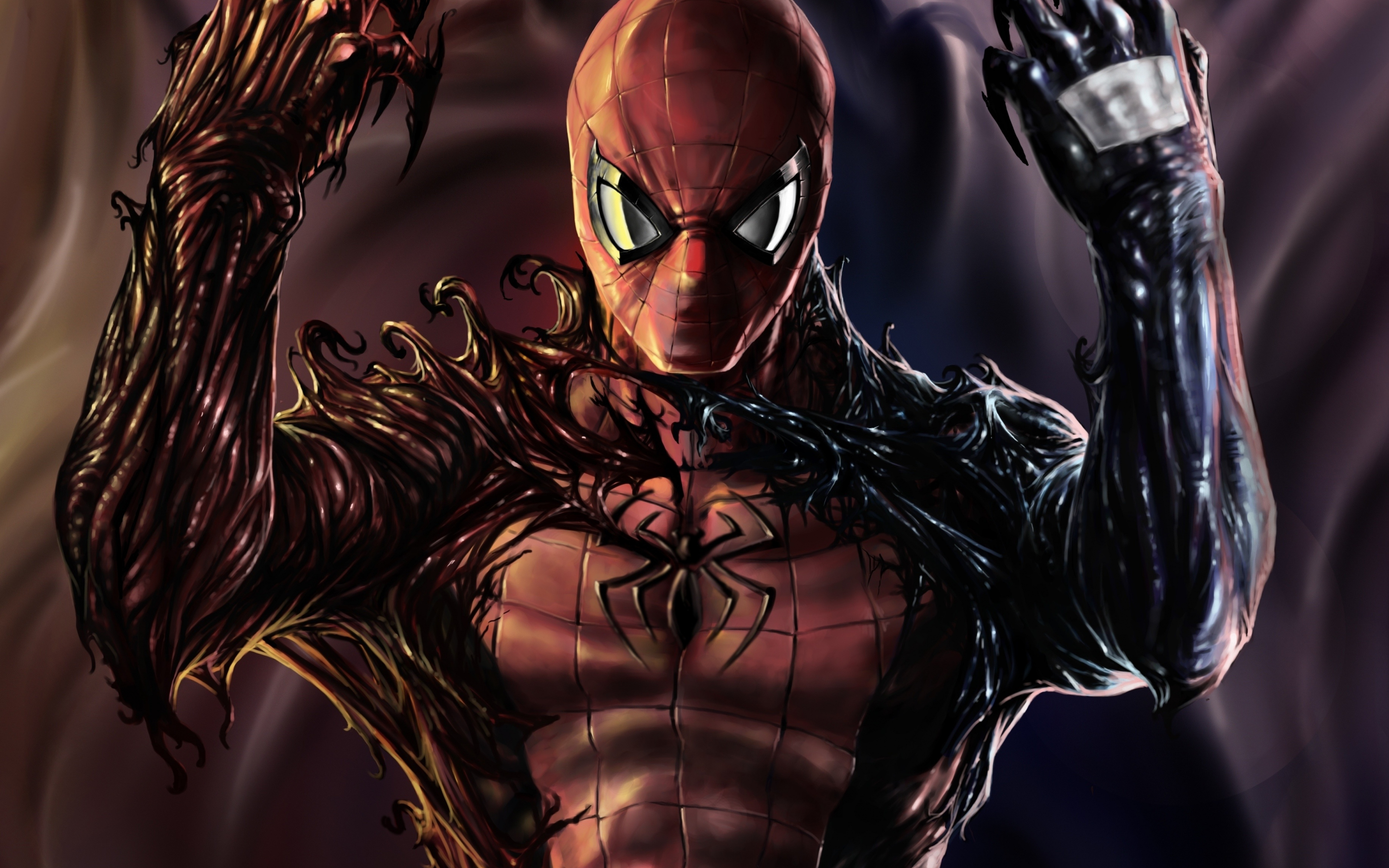 Carnage, venom, spider-man, artwork, 2880x1800 wallpaper