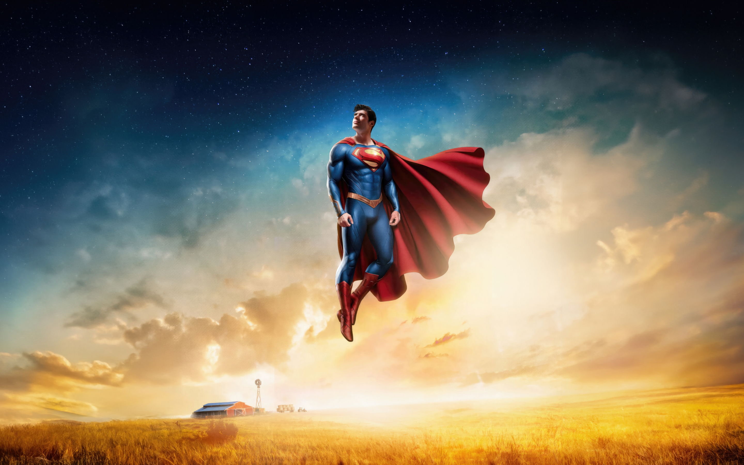 Superman's legacy, flight over the farm, fan art, 2880x1800 wallpaper