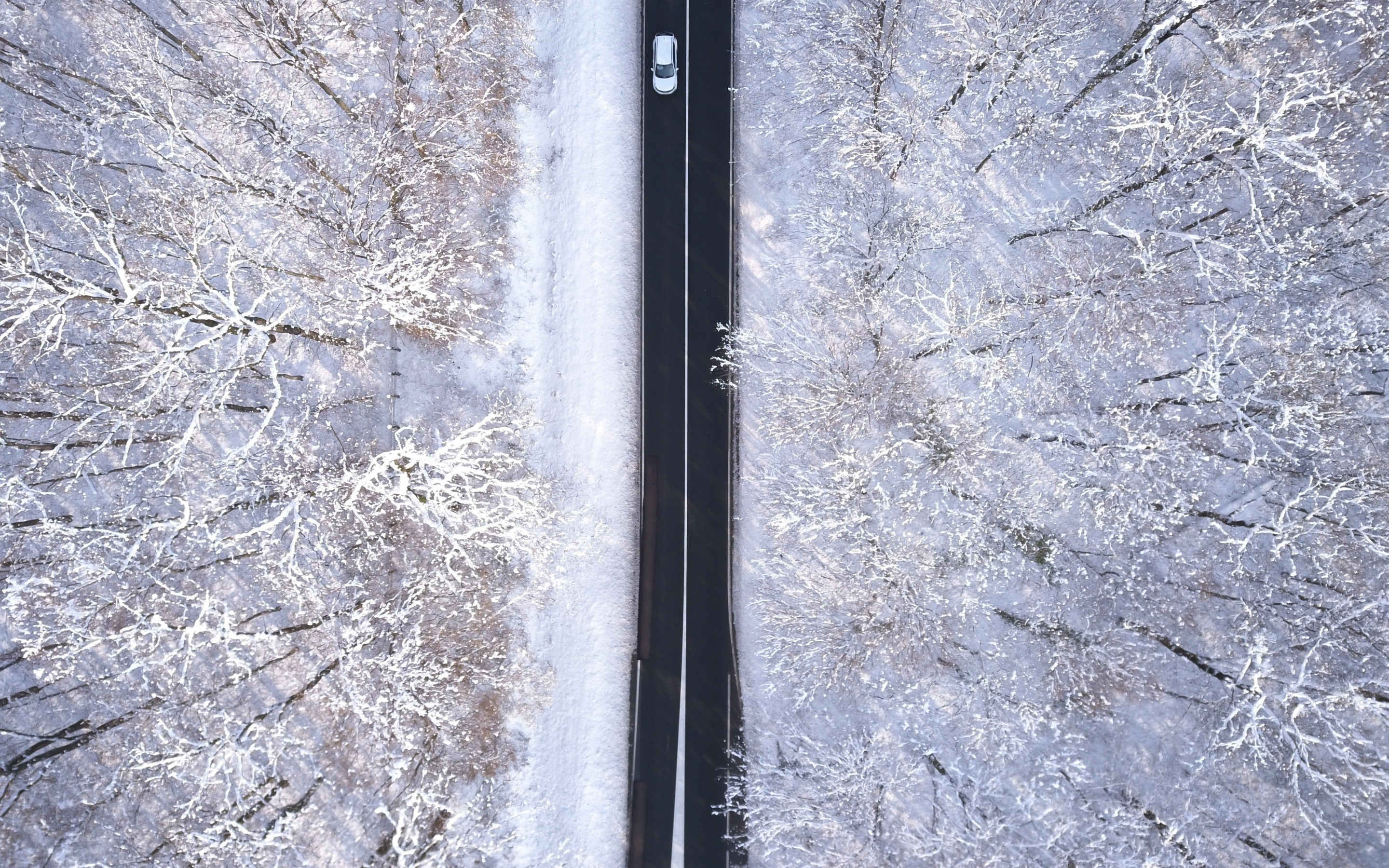 Aerial shot, highway, nature, 2880x1800 wallpaper