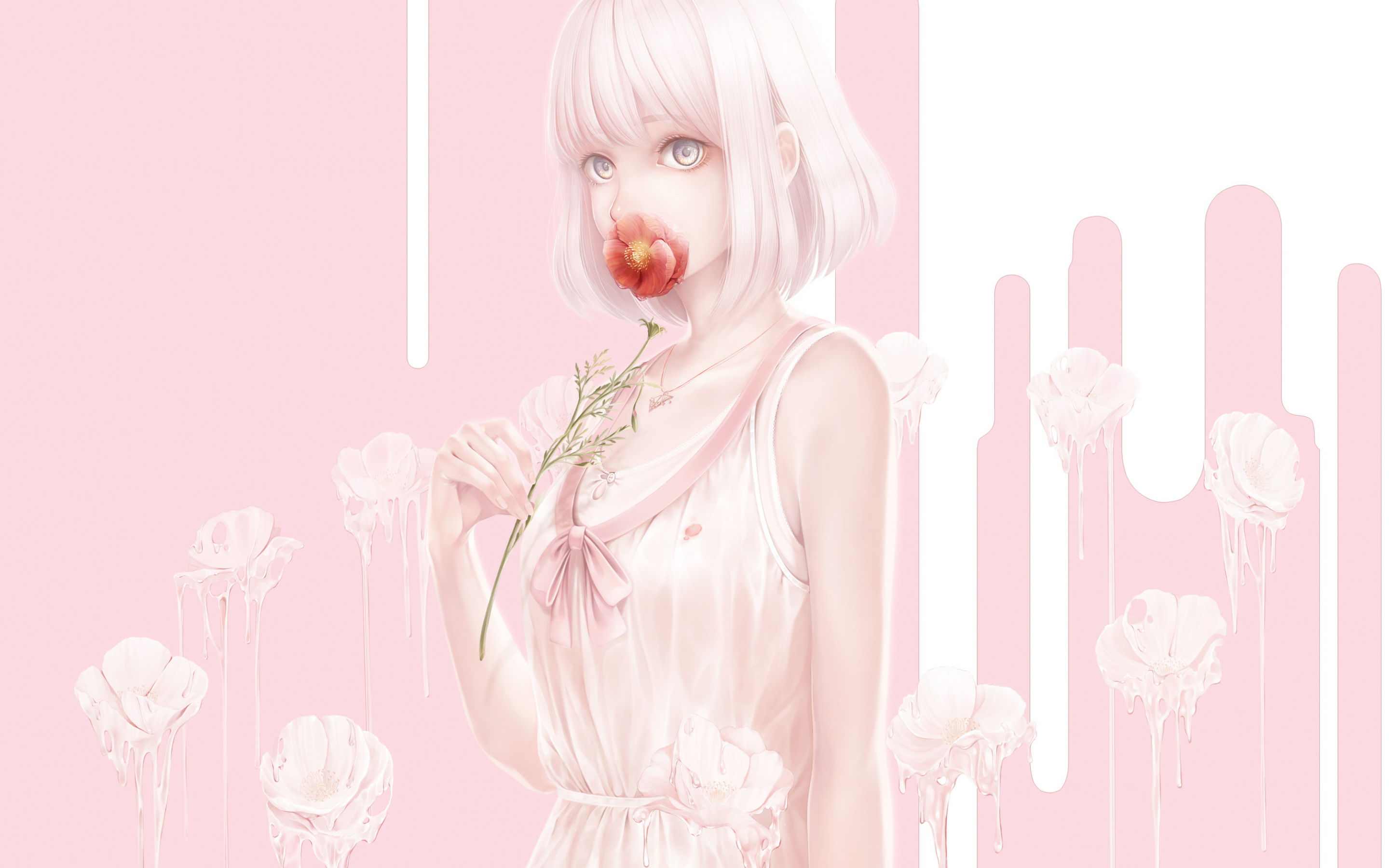 Simple, art, anime girl, summer, 2880x1800 wallpaper