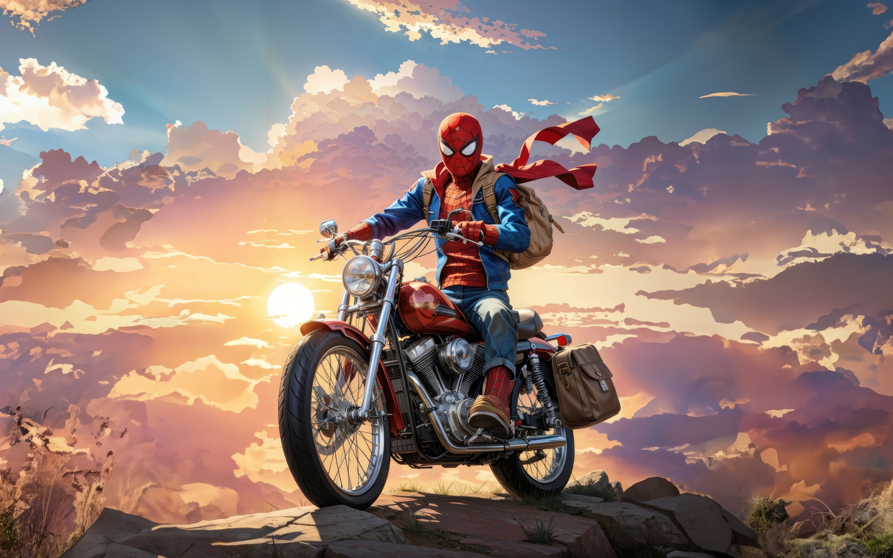 Bike Ride, spider-man, adventure on Bike, 2880x1800 wallpaper