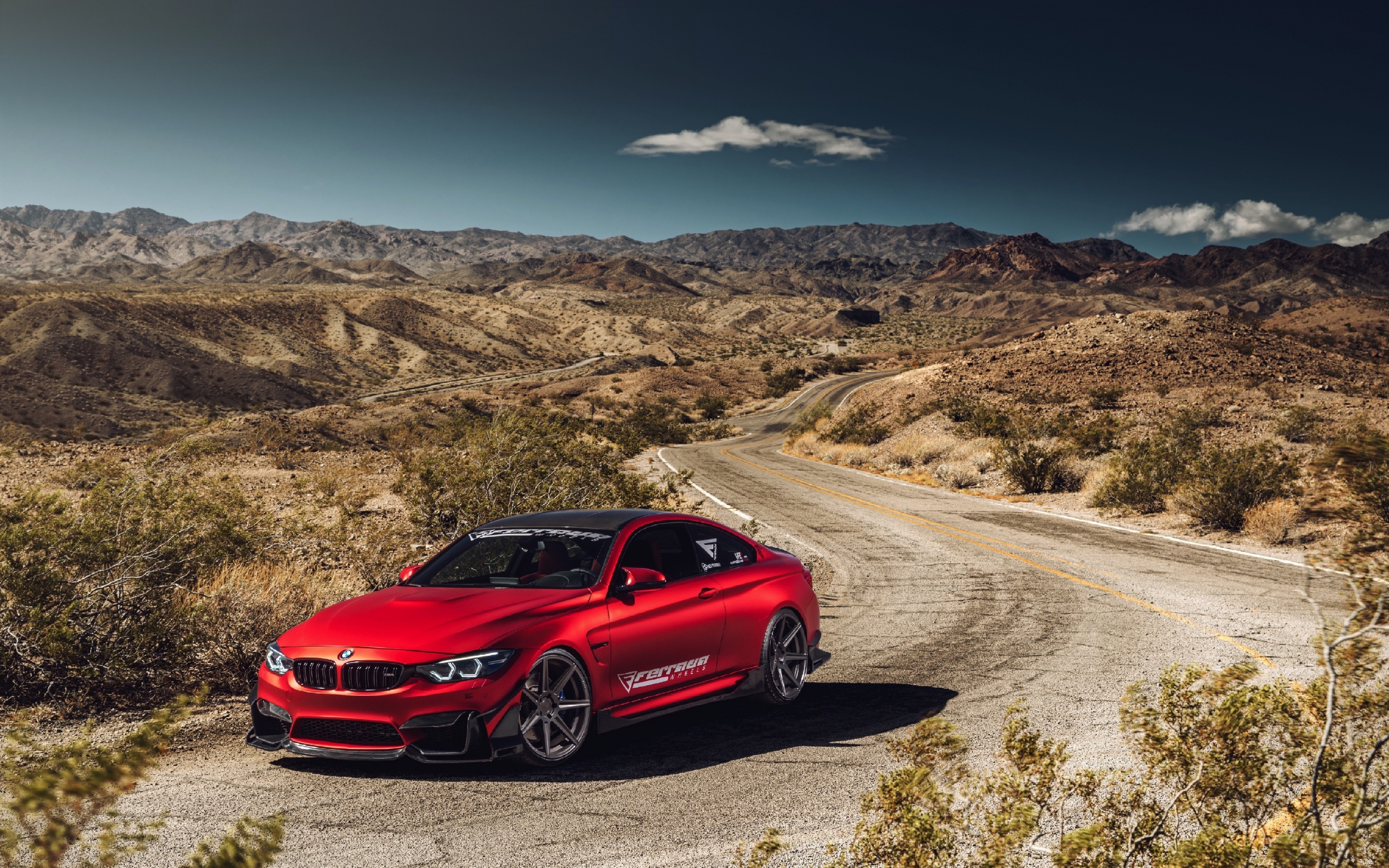 Red, BMW M4, luxury car, outdoor, landscape, 2880x1800 wallpaper