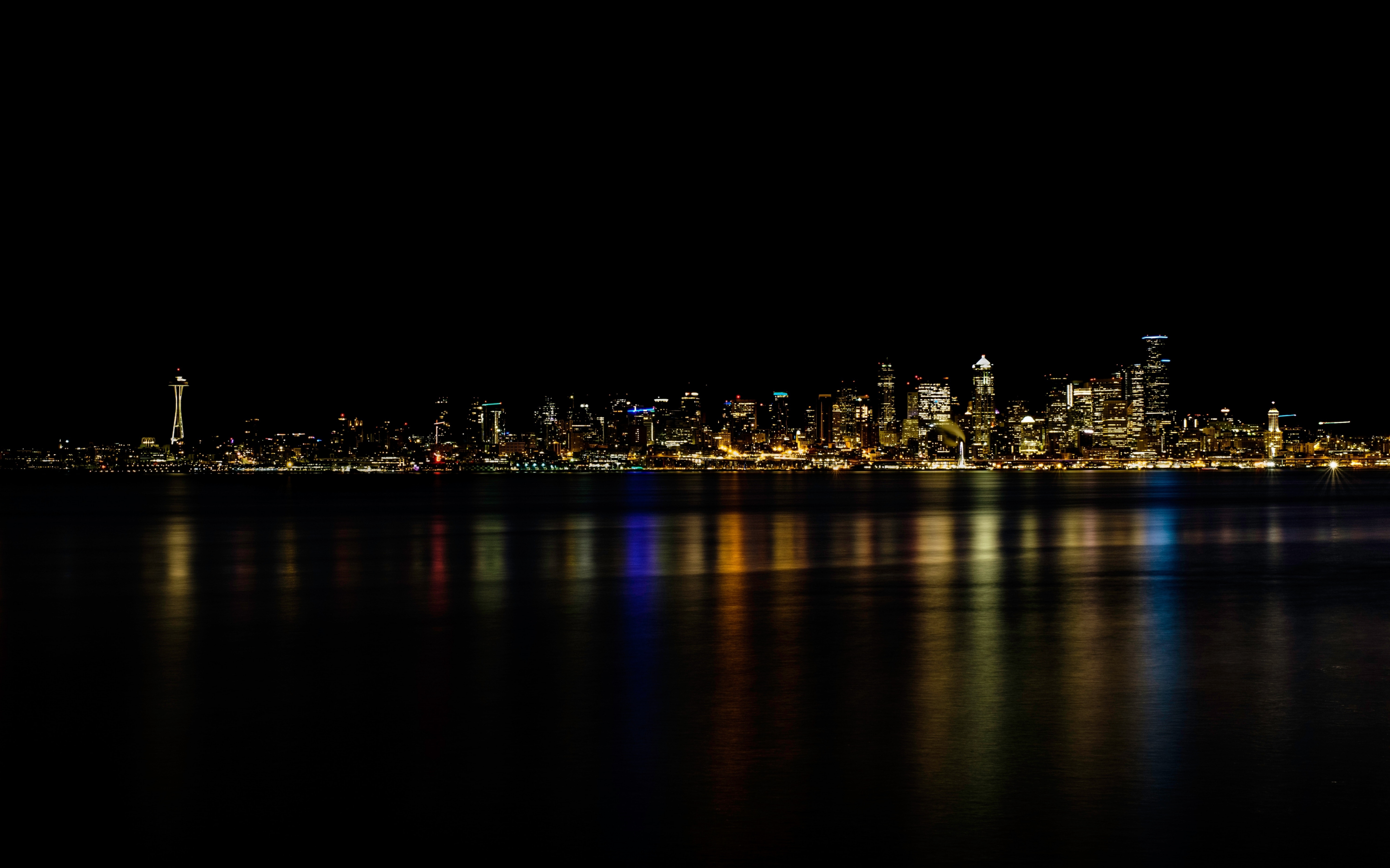 Minimal, cityscape, Seattle, 2880x1800 wallpaper