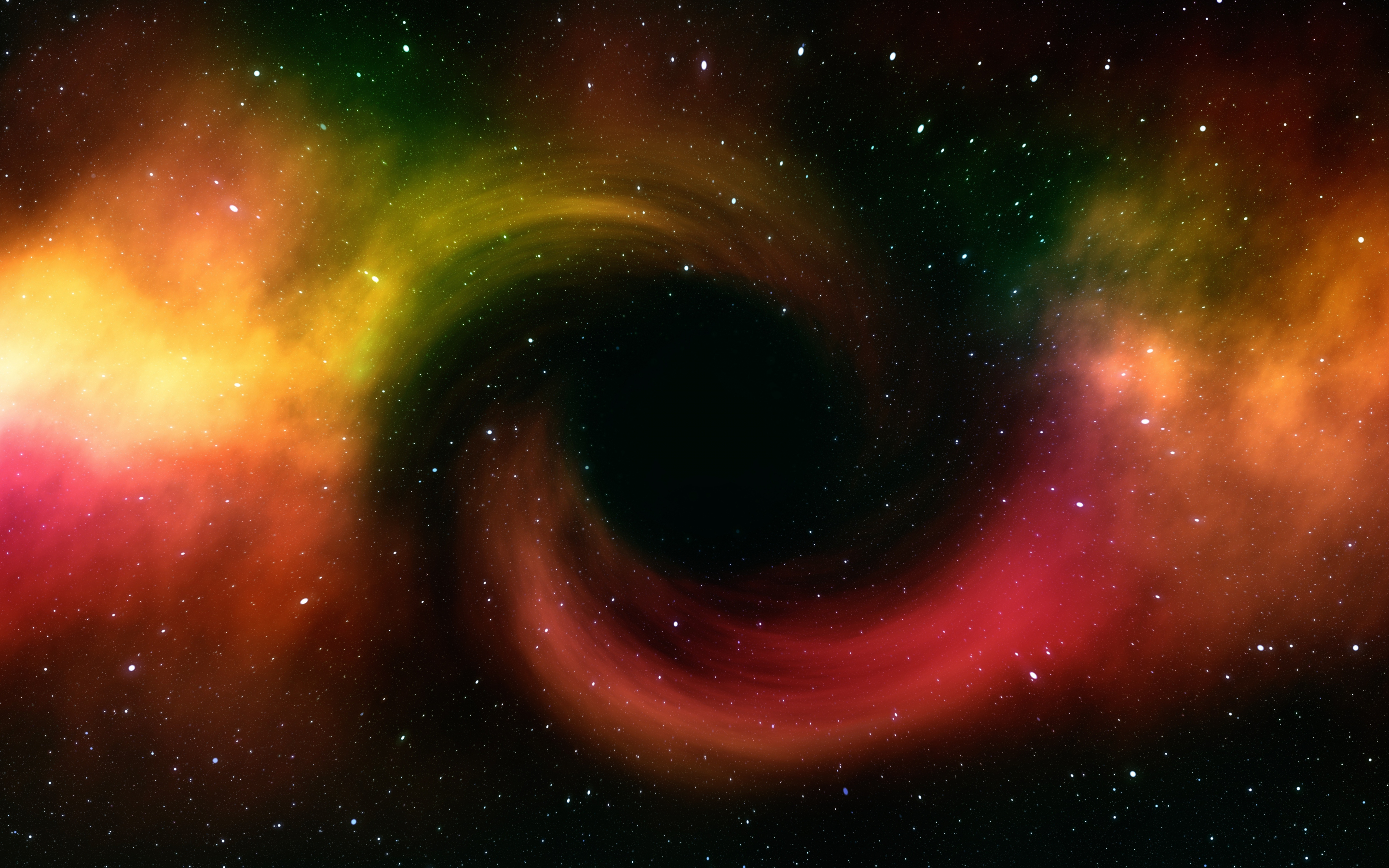 Black hole, colorful, clouds, cosmos, art, 2880x1800 wallpaper