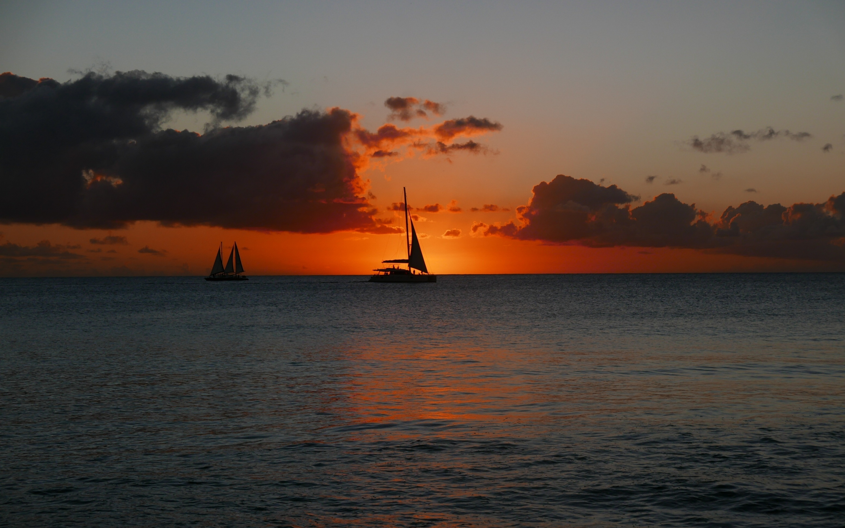 Barbados sea, sunset, boat, nature, 2880x1800 wallpaper