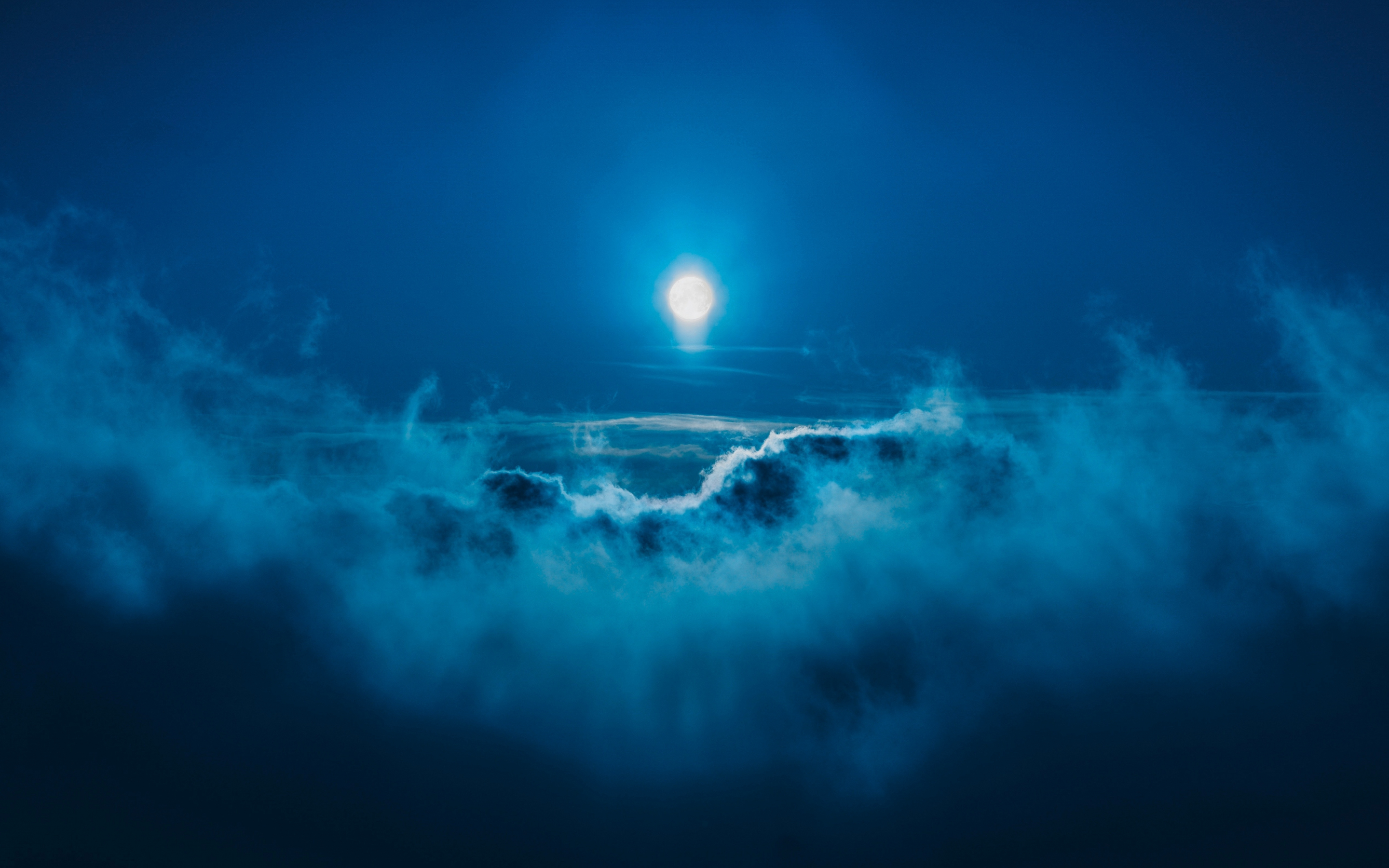 Moon, clouds, sky, night, 2880x1800 wallpaper