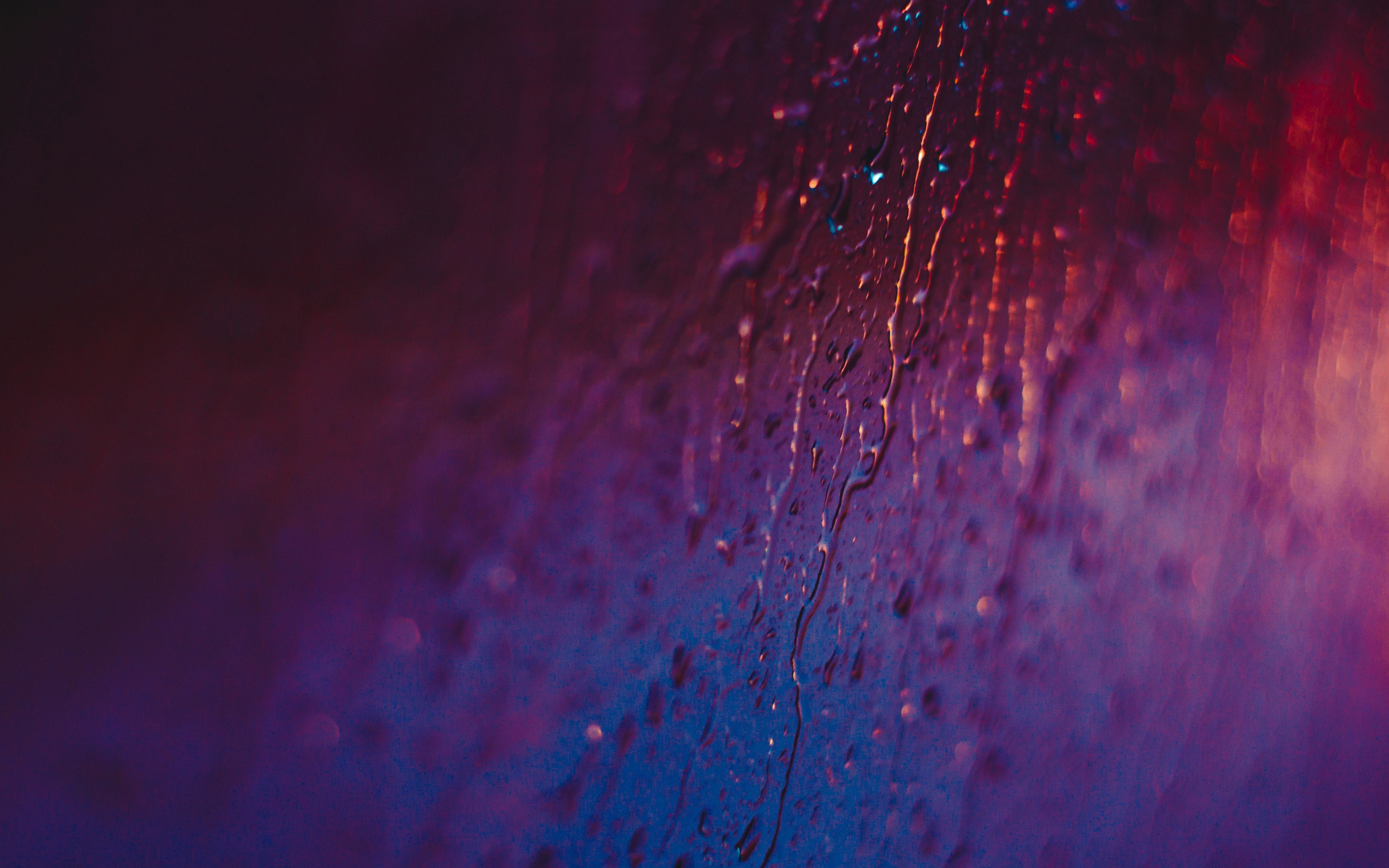 Pink, surface, water drops, blur, 2880x1800 wallpaper