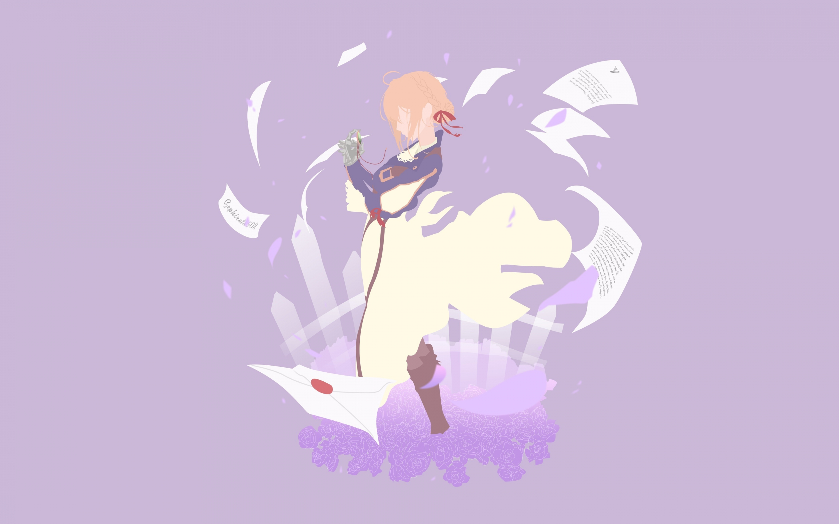 Minimal, Violet Evergarden, anime, 2880x1800 wallpaper