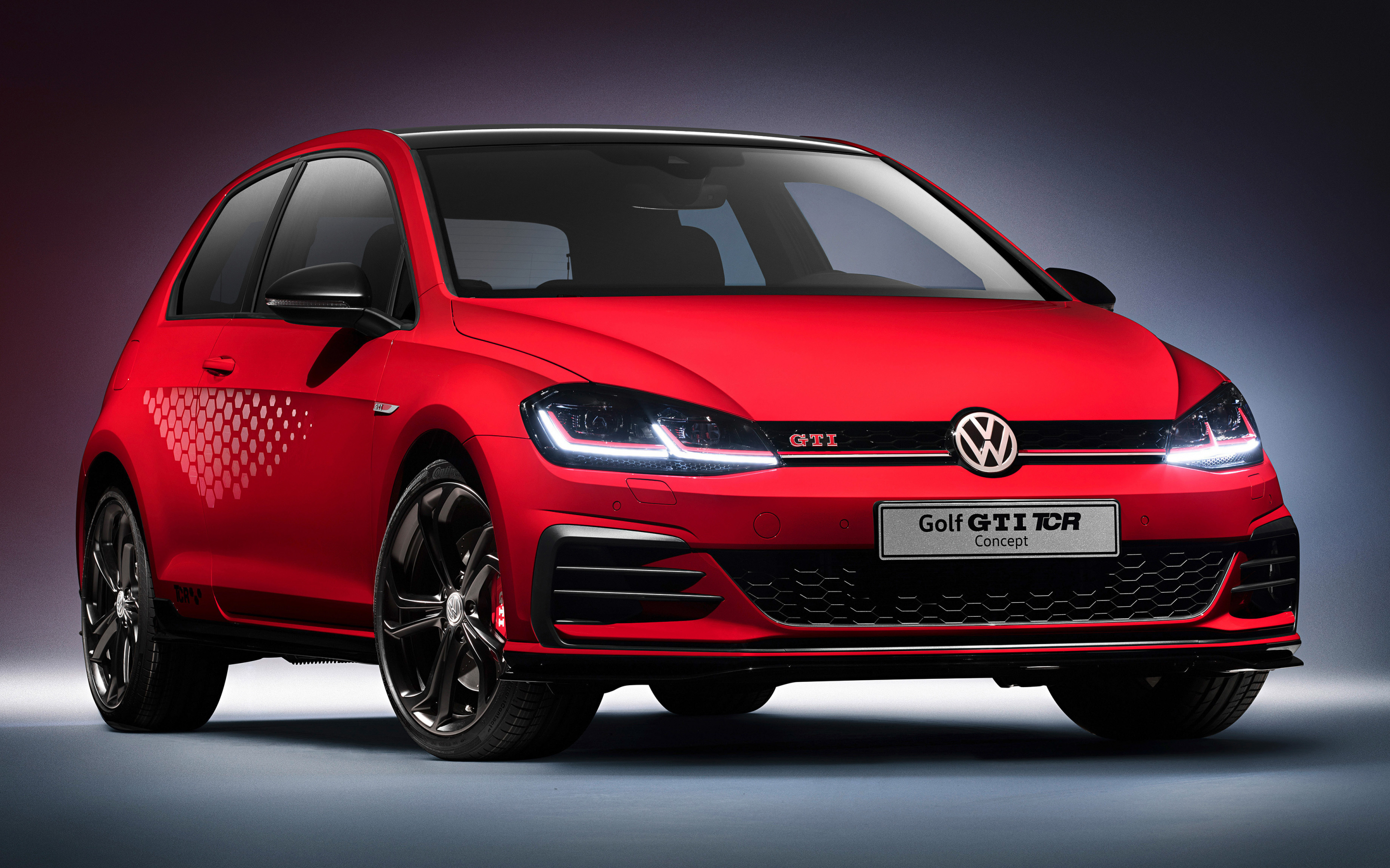 Volkswagen Golf GTI TCR Concept, red, compact car, 2018, 2880x1800 wallpaper