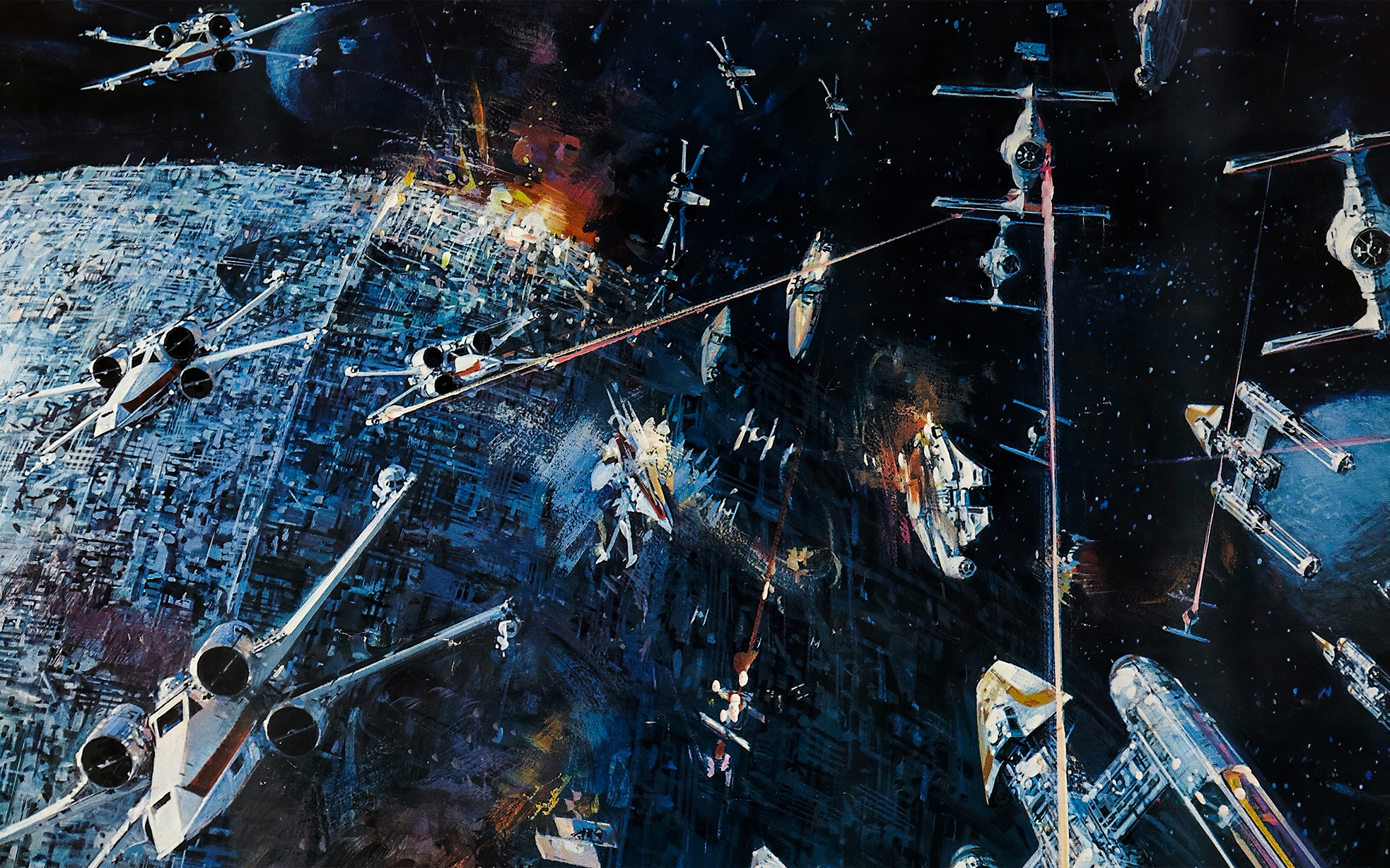 Star Wars, spacecraft, war, 1977 movie, poster, 2880x1800 wallpaper