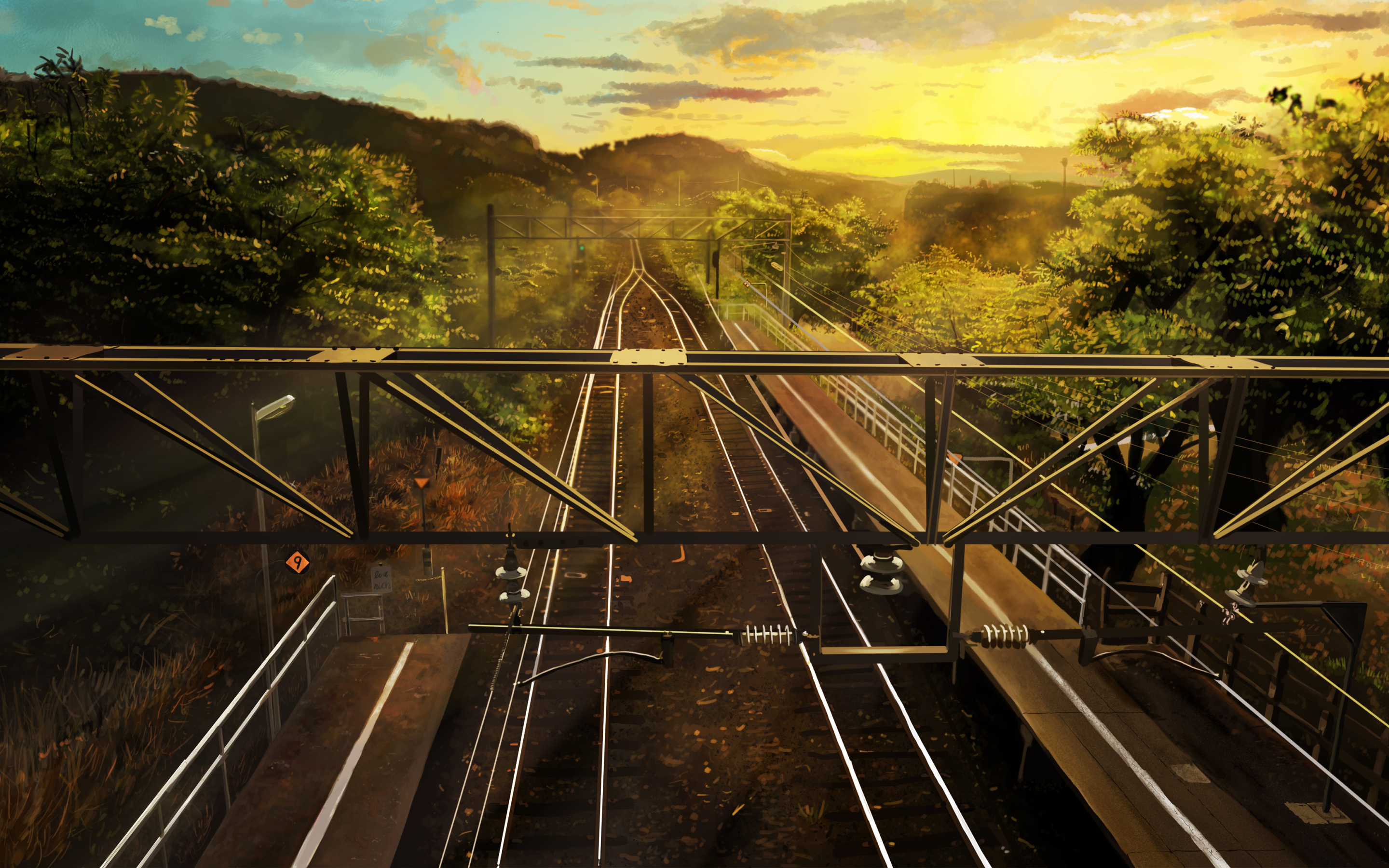 Railroads, anime, original, 2880x1800 wallpaper