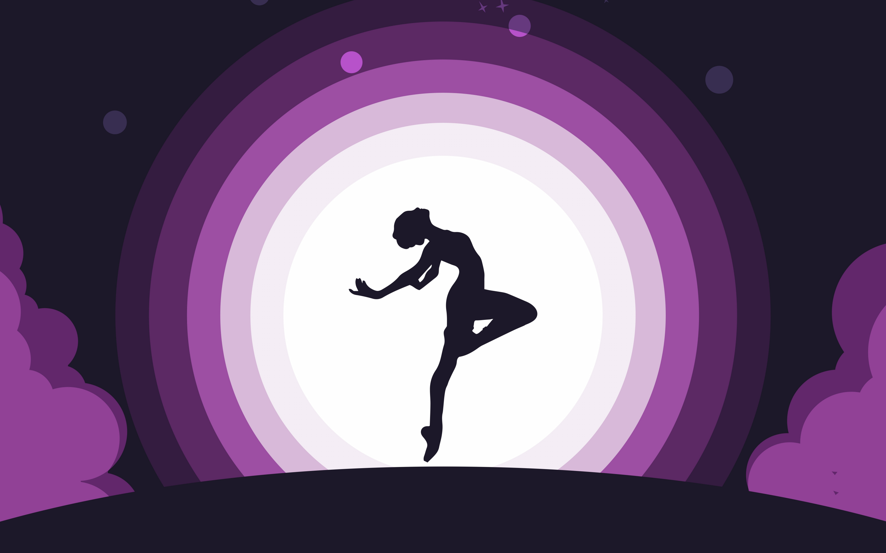 Woman, dance, moon, silhouette, digital art, 2880x1800 wallpaper