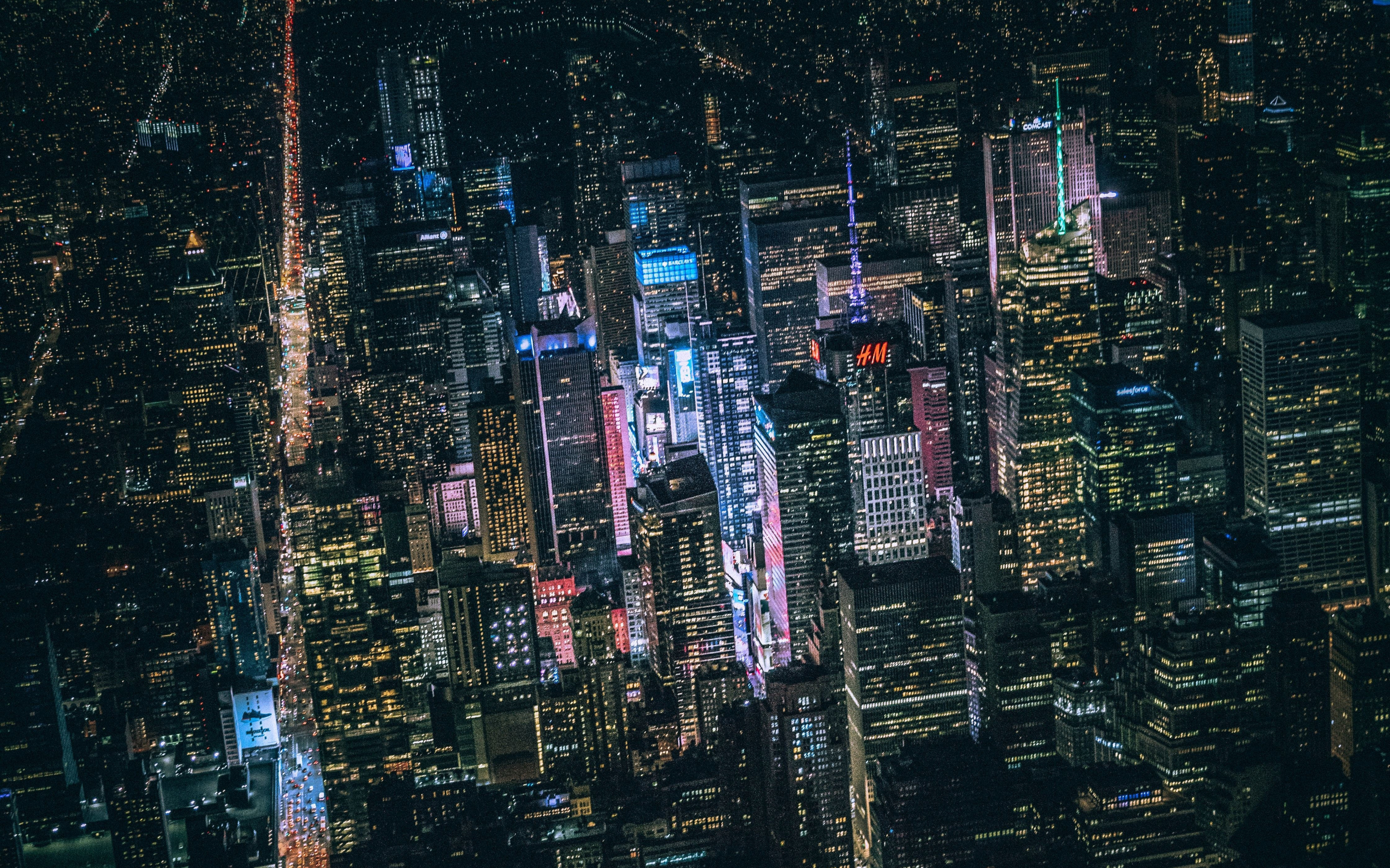 New York, building, night, cityscape, 2880x1800 wallpaper