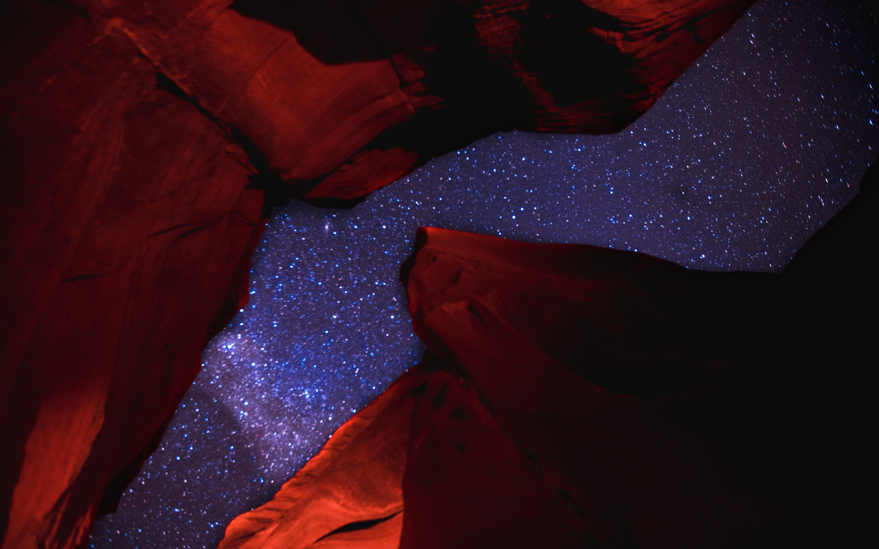Rocks, starry night, night, nature, 2880x1800 wallpaper