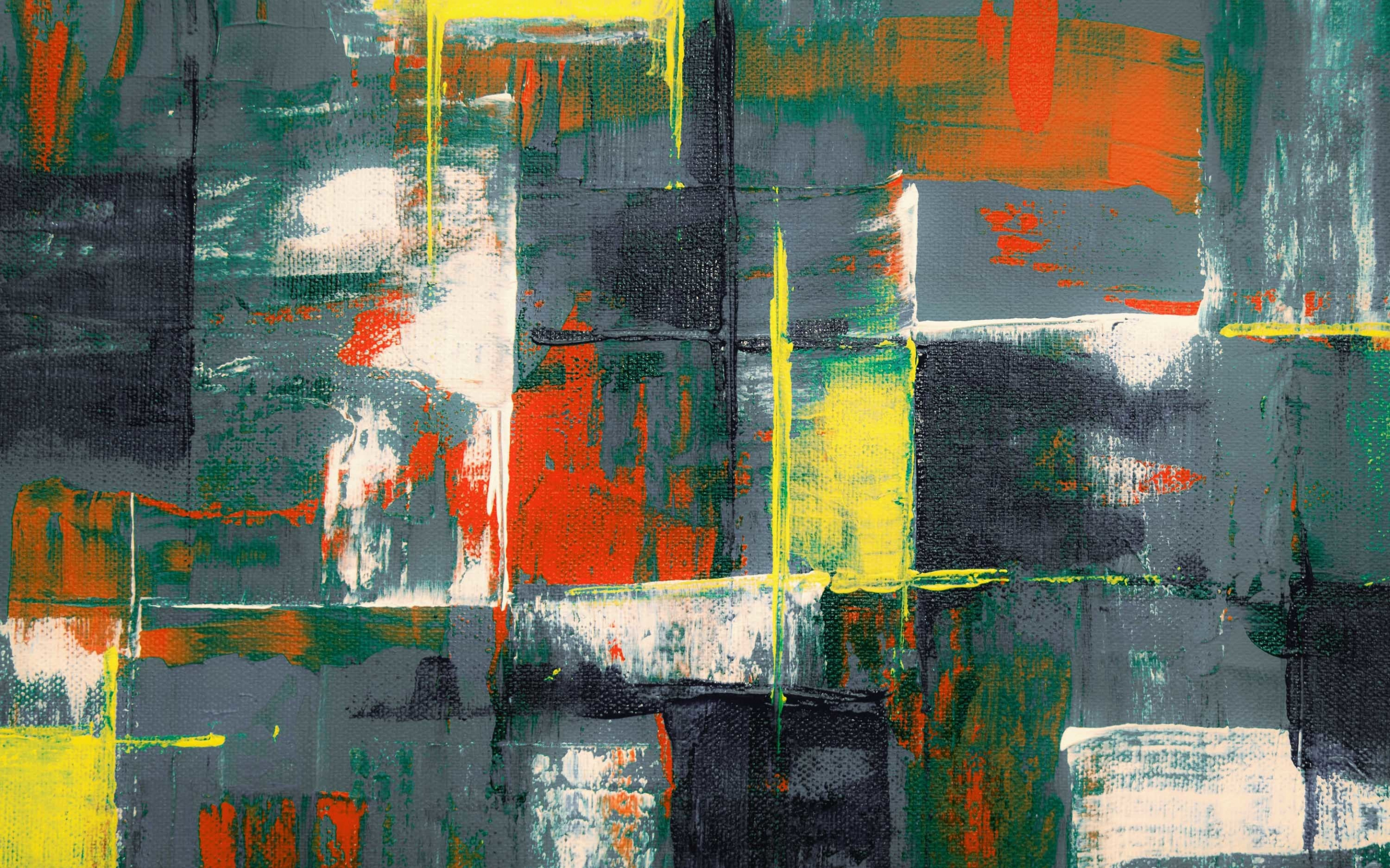 Canvas, art, glitch, gray, yellow and orange, colorful, 2880x1800 wallpaper