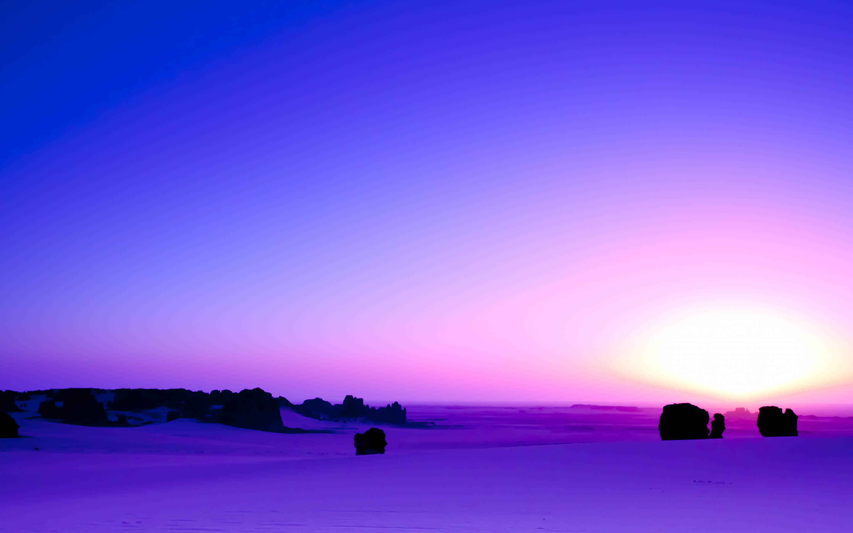Purple, sunset, skyline, desert, landscape, 2880x1800 wallpaper