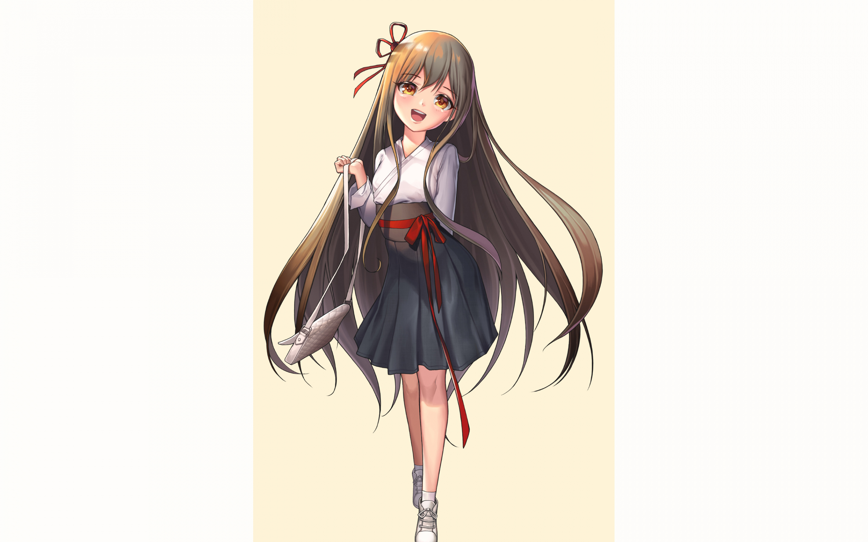 Cute, happy, anime girl, minimal, 2880x1800 wallpaper