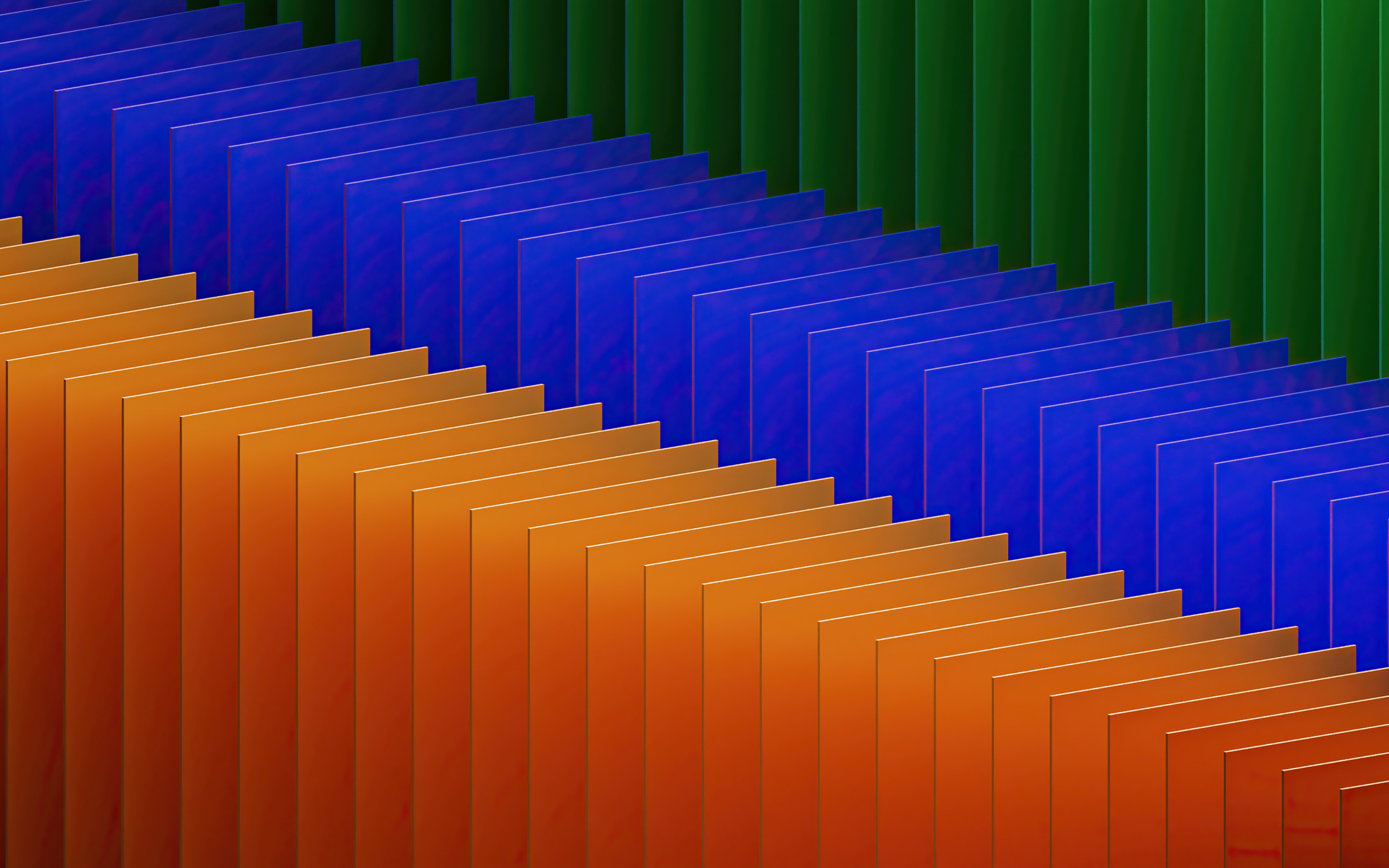 Orange-blue-green sheets, abstract, sheets, 2880x1800 wallpaper