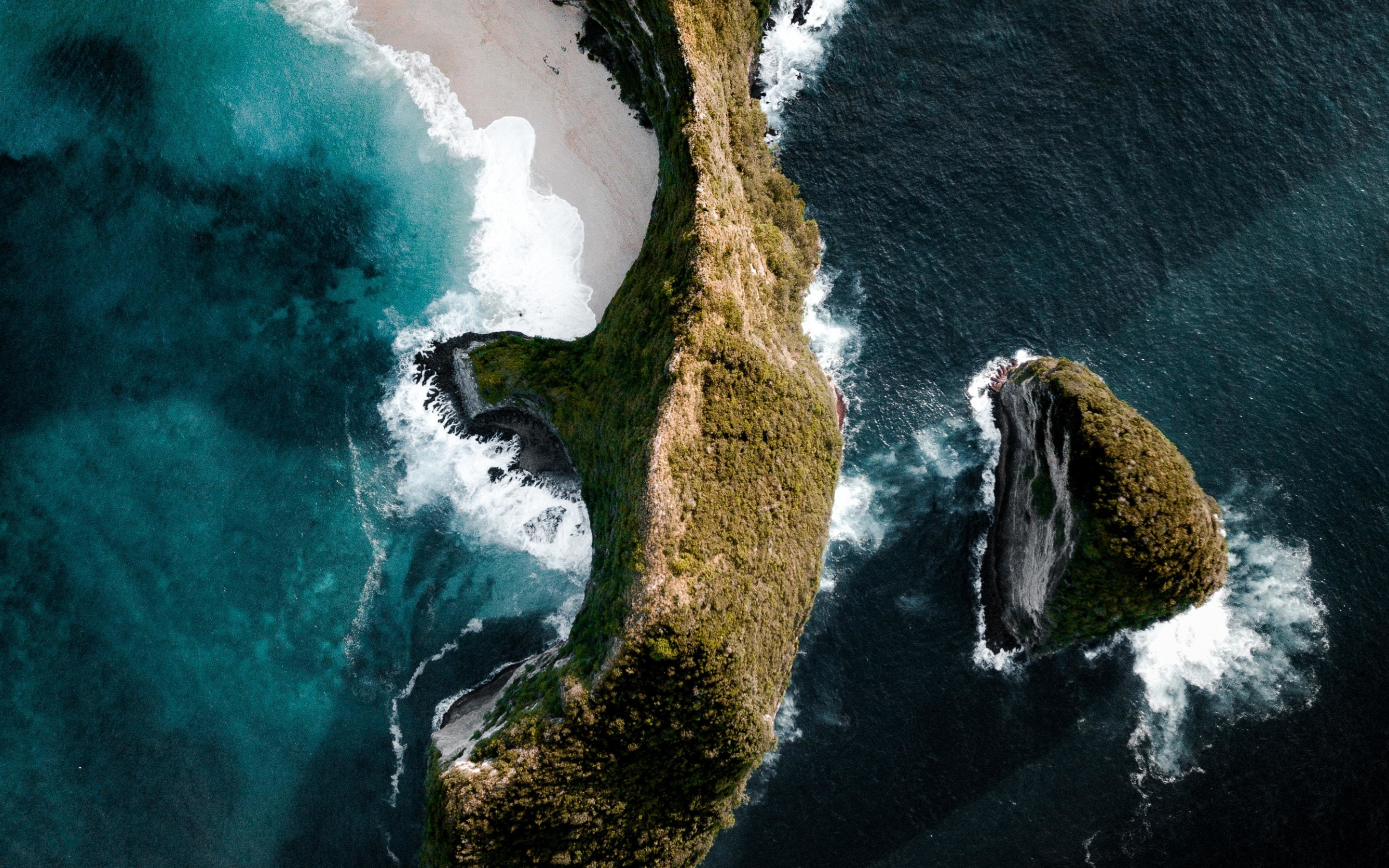 Aerial view, arch, coast, nature, 2880x1800 wallpaper