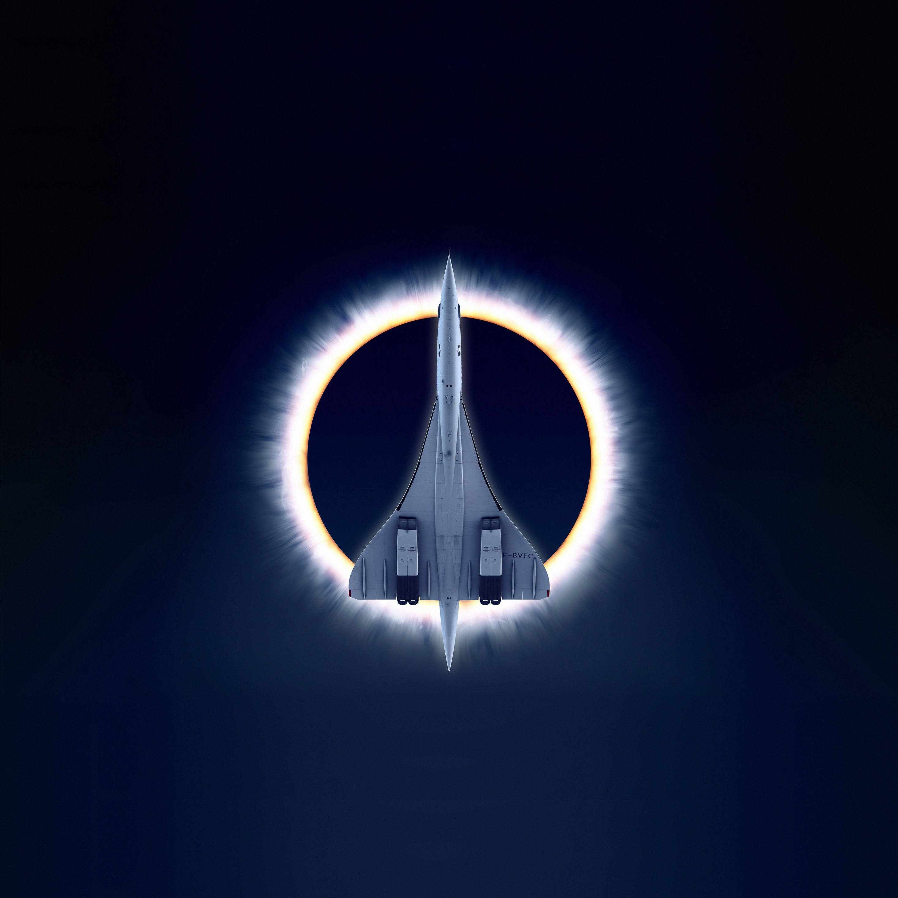 Concorde Carre, eclipse, airplane, moon, aircraft, 2932x2932 wallpaper