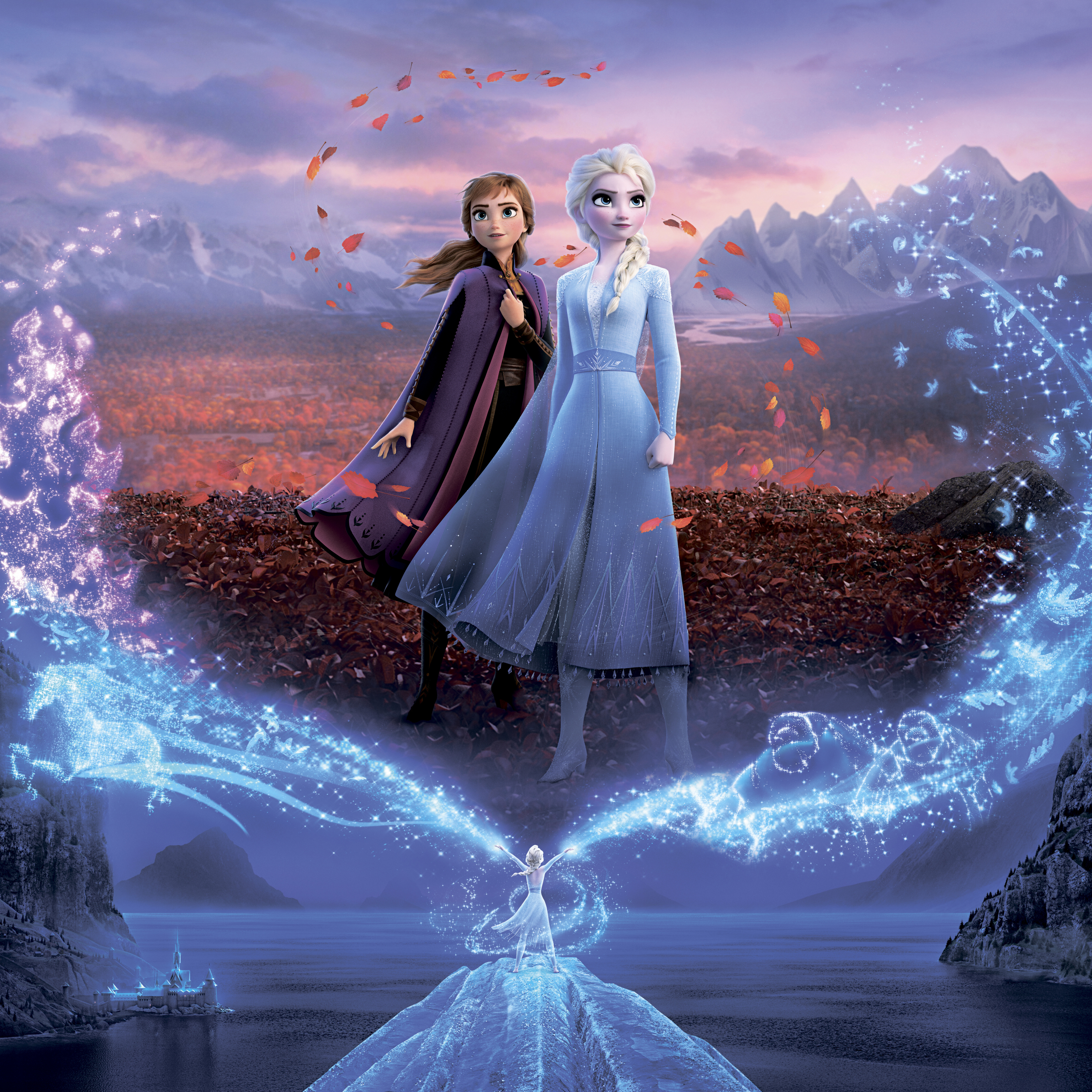 Download wallpaper 2932x2932 frozen 2, royal sisters, movie, poster ...