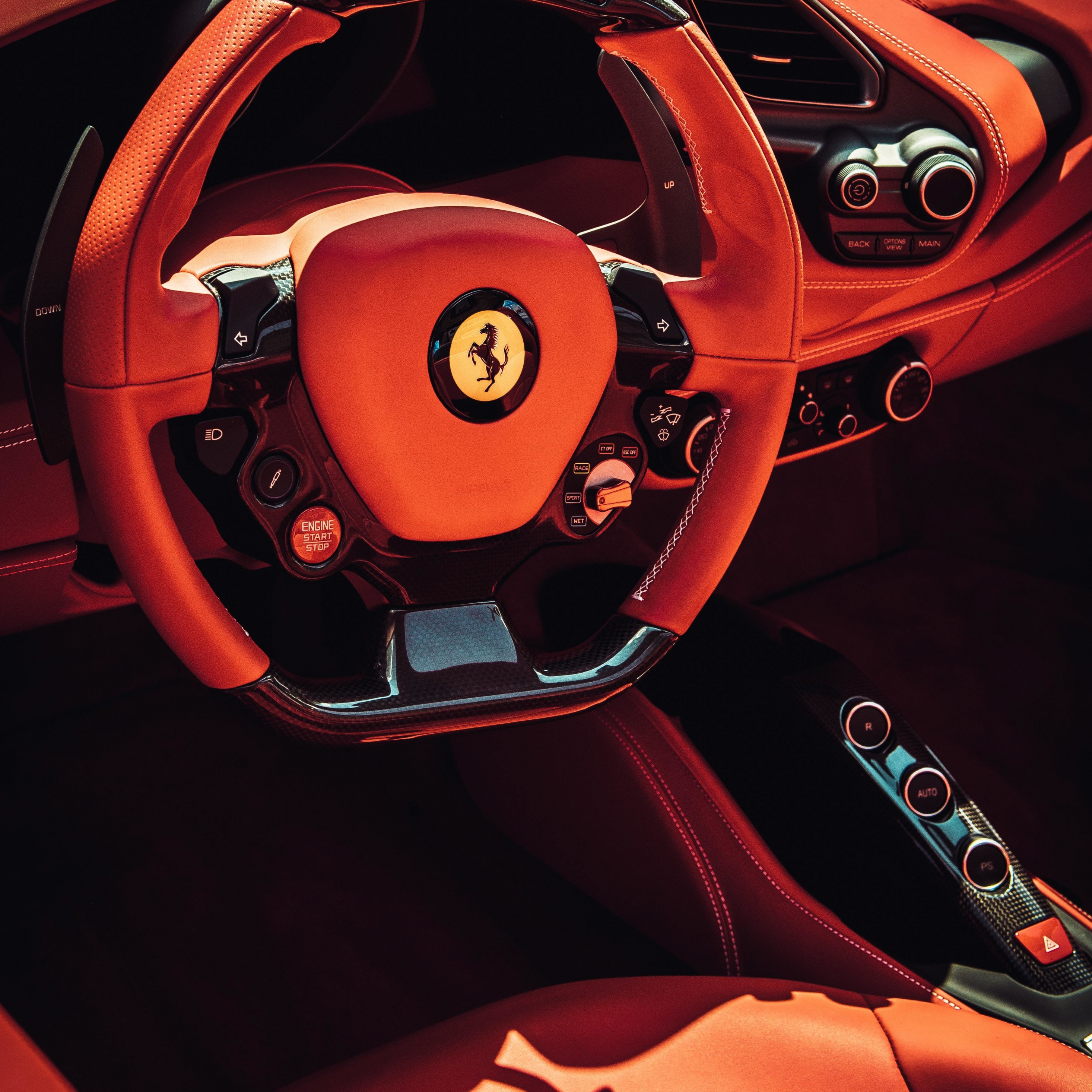 Download 2932x2932 Wallpaper Ferrari Car Steering Interior