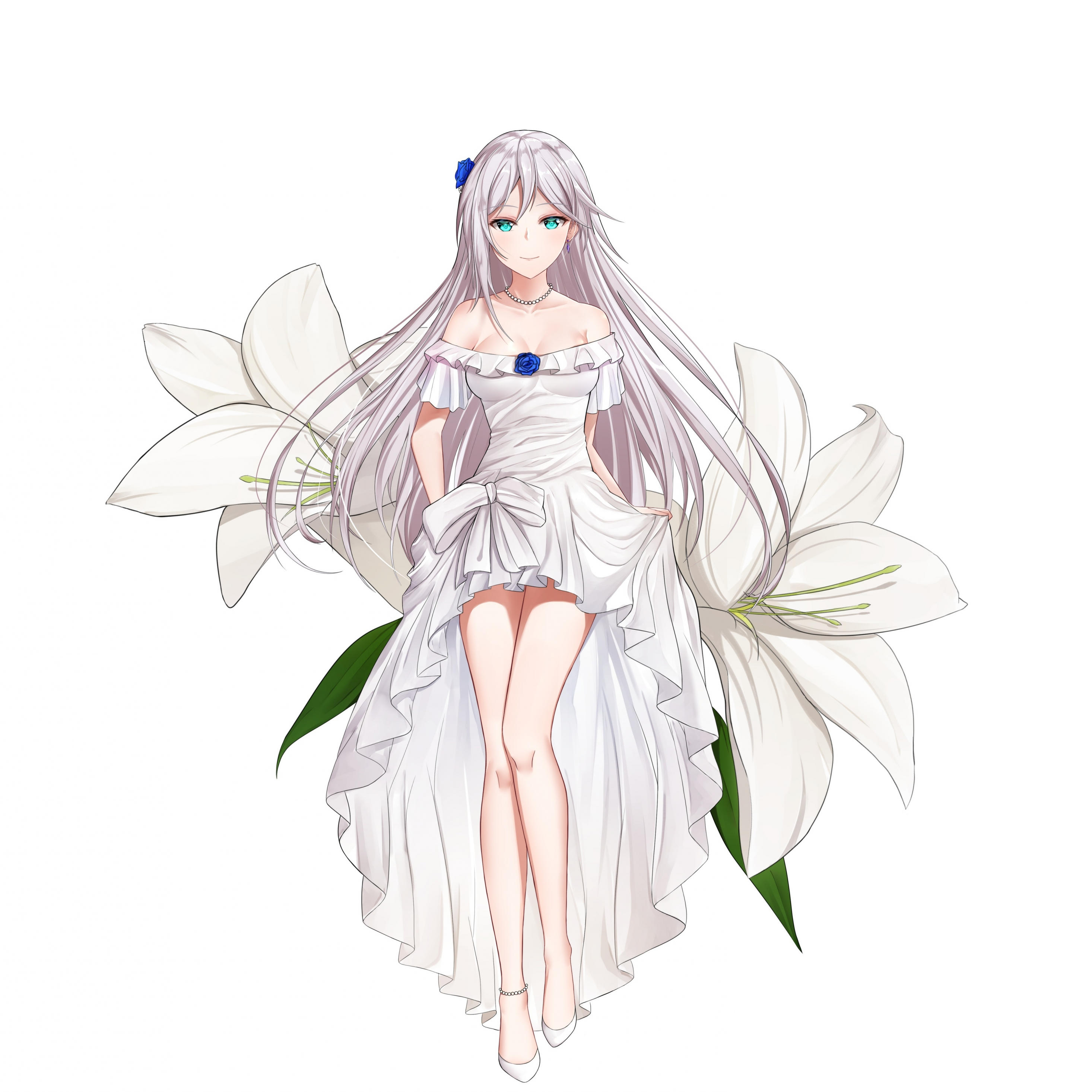 Cute Anime Girl White Dress Angel Stock Vector (Royalty Free) 2233274875 |  Shutterstock