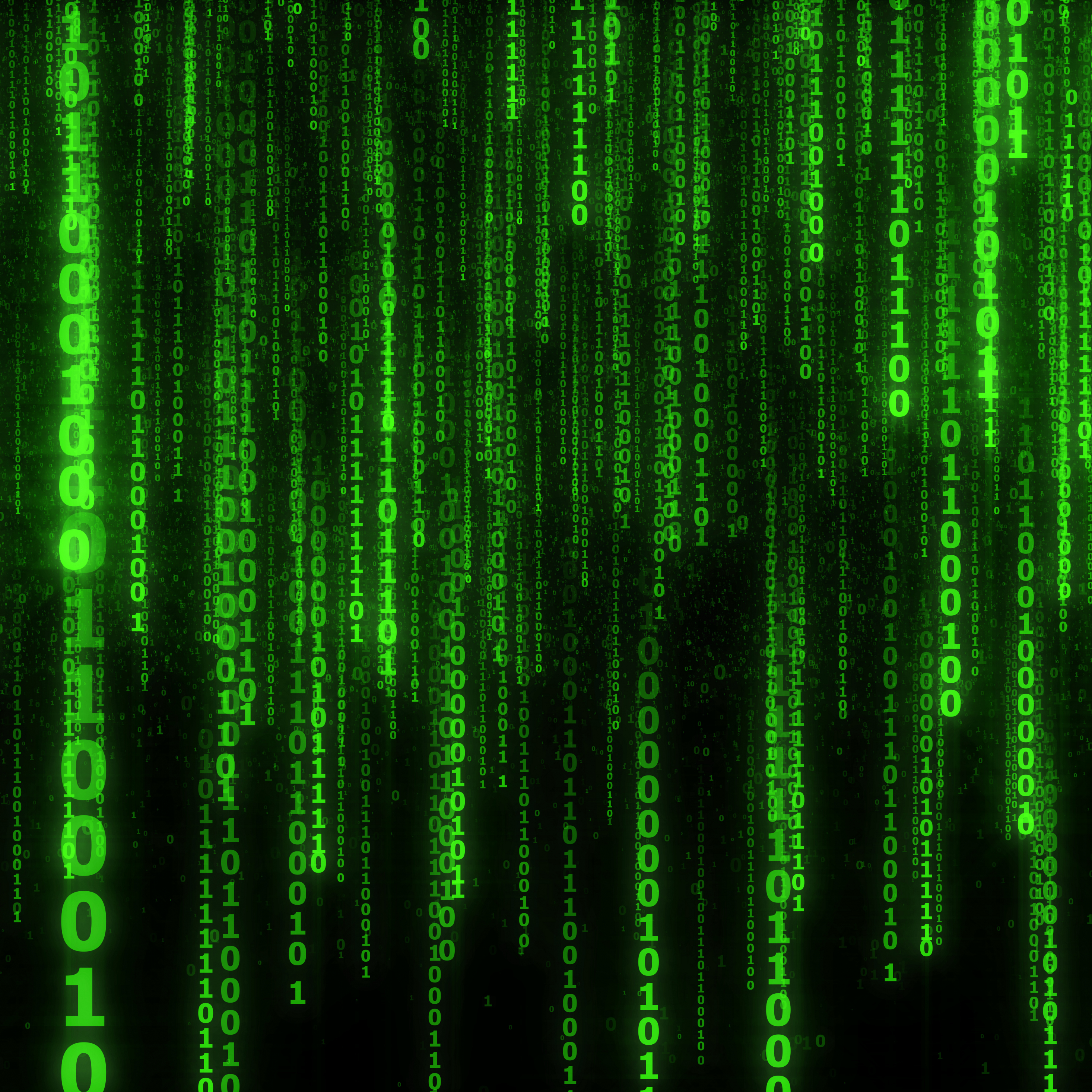 Matrix code, numbers, green, 2932x2932 wallpaper
