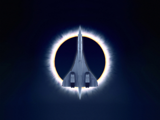 Concorde Carre, eclipse, airplane, moon, aircraft, 320x240 wallpaper