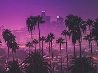 Los Angles, synthwave, cityscape, art, 320x240 wallpaper