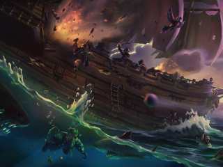 Sea of thieves, ship, pirates, video game, 320x240 wallpaper