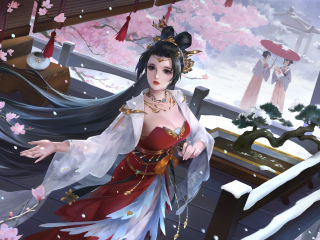 Blossom, beautiful queen, LOL game art, 320x240 wallpaper
