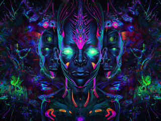 Psychedelic art, abstract, dark, 320x240 wallpaper