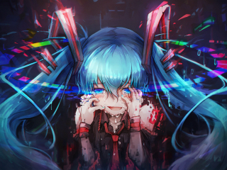 Download wallpaper 320x240 hatsune miku, vocaloid, crying, nokia e72 ...