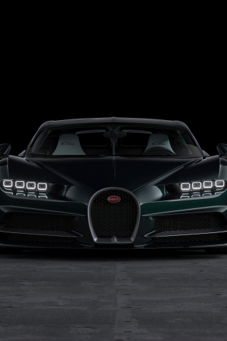 Striking Green Bugatti Chiron of 2023, luxury car, 240x320 wallpaper