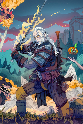 Geralt, the witcher, art, 240x320 wallpaper