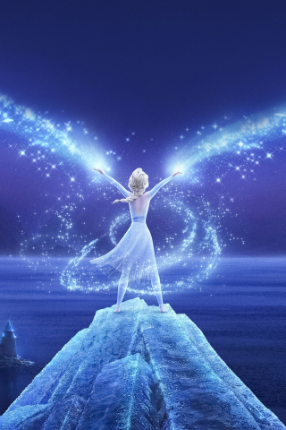 Movie, Frozen 2, Queen Elsa, snow fire, 240x320 wallpaper