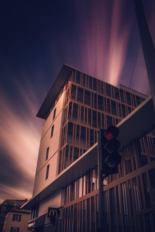 Building, architecture, traffic lights, dusky, 240x320 wallpaper