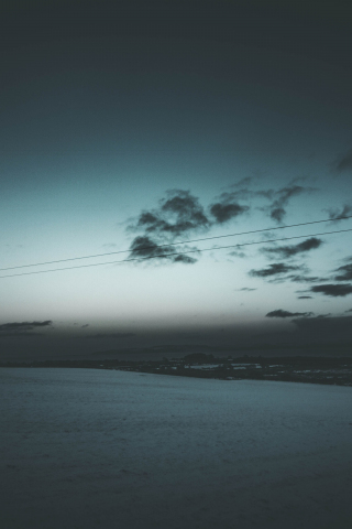 Minimal, evening, electrical poles, clouds, landscape, 240x320 wallpaper