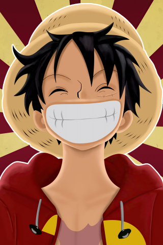 Pirate, Monkey D. Luffy, One Piece, anime, big smile, 240x320 wallpaper