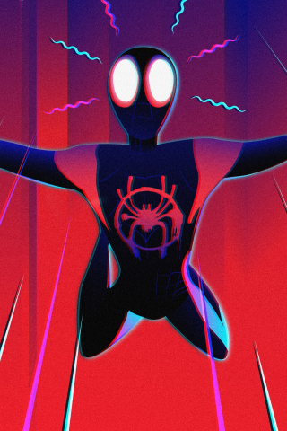 Spider-verse, superhero, spider-man, jump, art, 240x320 wallpaper