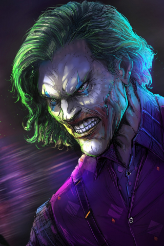 Angry joker, villain, gree hair, villain, dc comics, 240x320 wallpaper