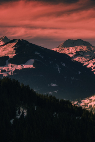 Dawn, horizon, mountains, Austria, 240x320 wallpaper